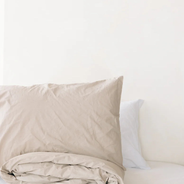 Turkish Cotton Pillow Case Fitted Sheet House of Jude Queen Truffle