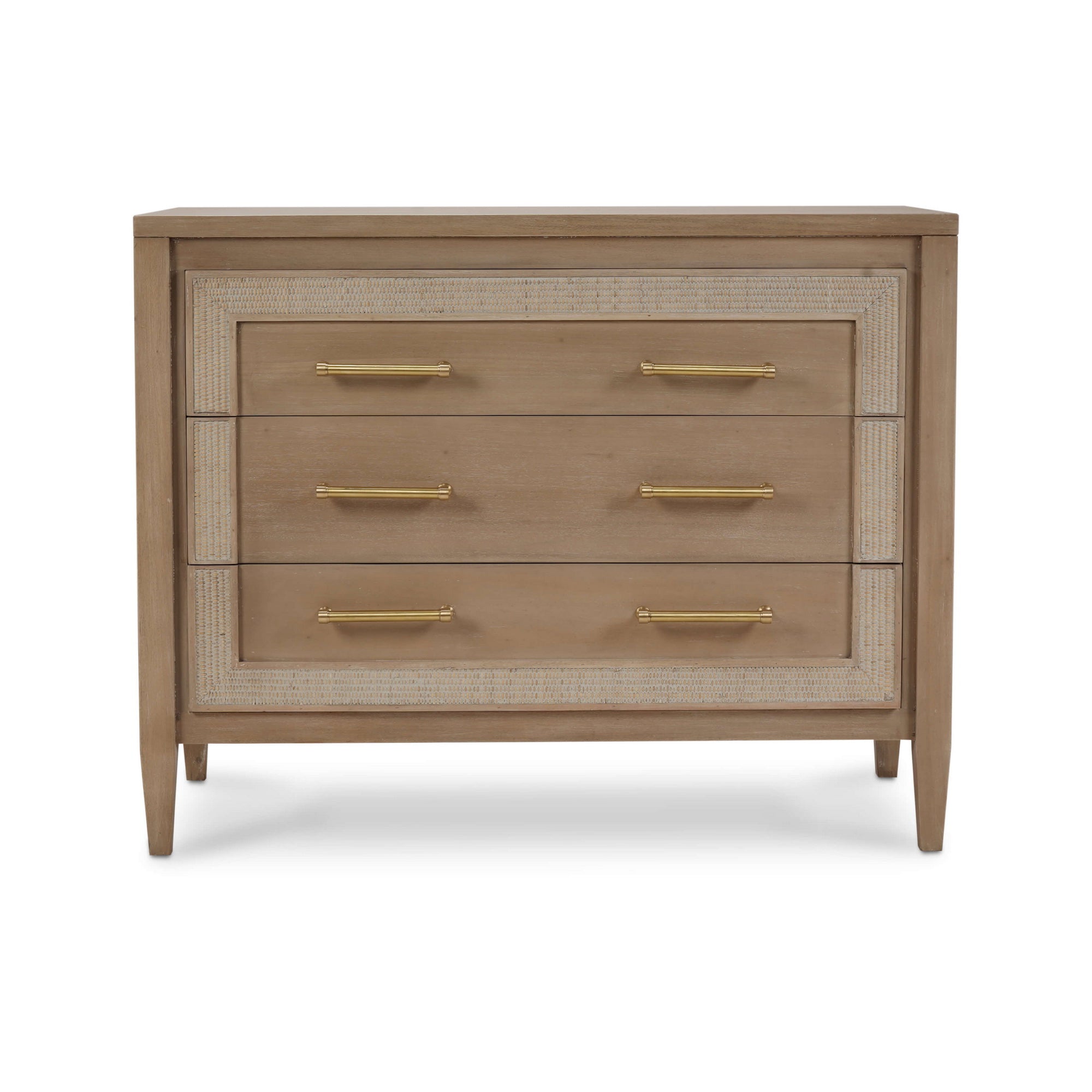 Belgra 3 Drawer Dresser, Sandbar w/ White Inset Rattan