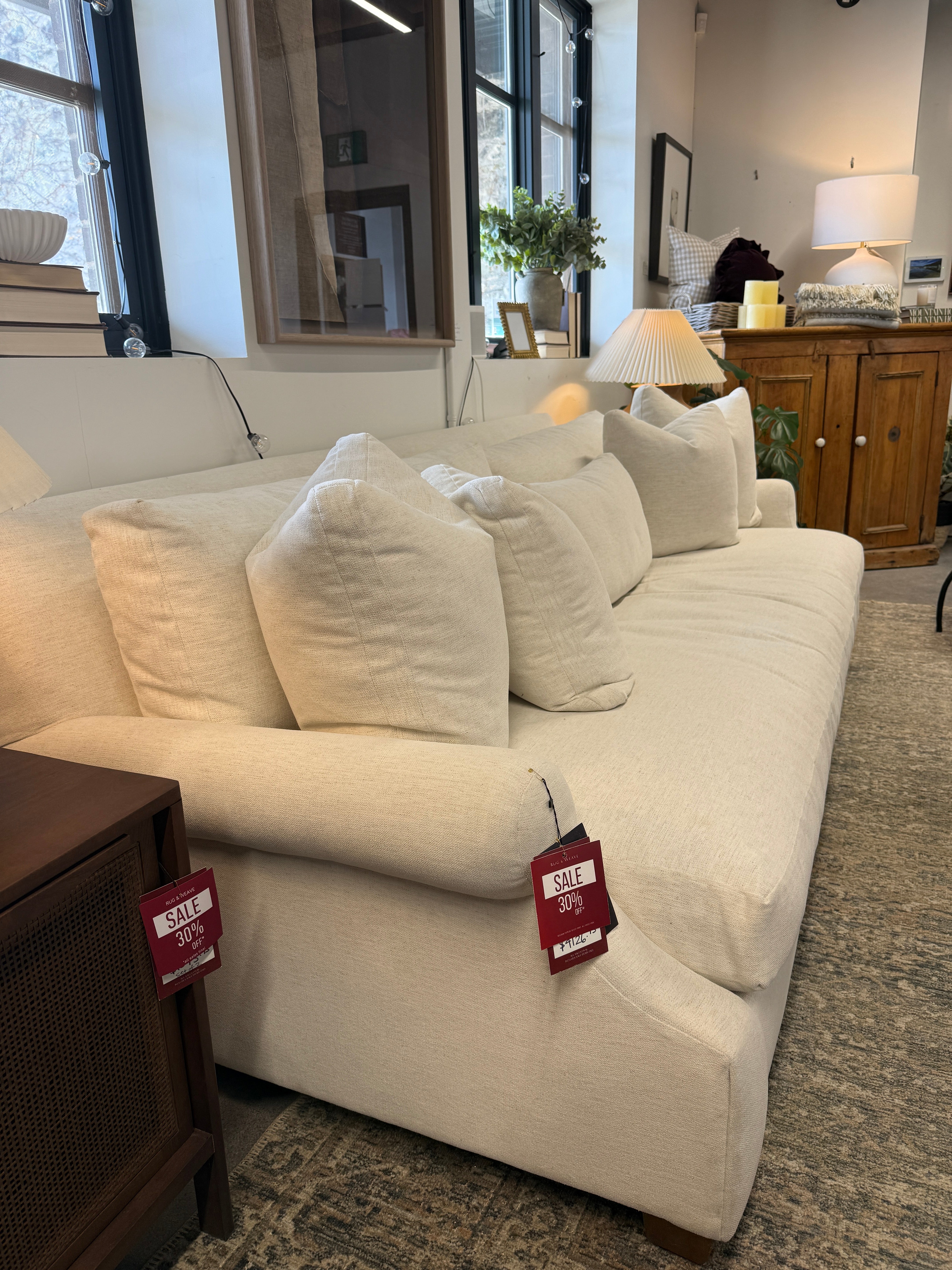 FLOOR MODEL - Bristol 98" Express Bench Cushion Sofa FURNITURE - floor model Rowe Furniture