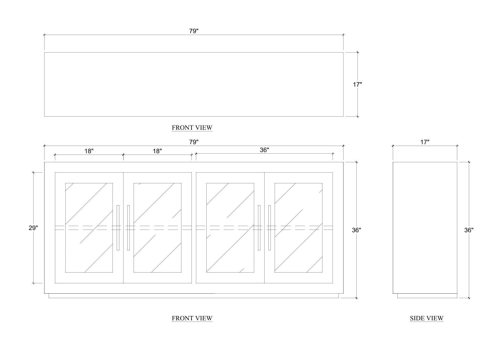 Florence 4 Glass Door Sideboard FURNITURE - sideboard Bramble