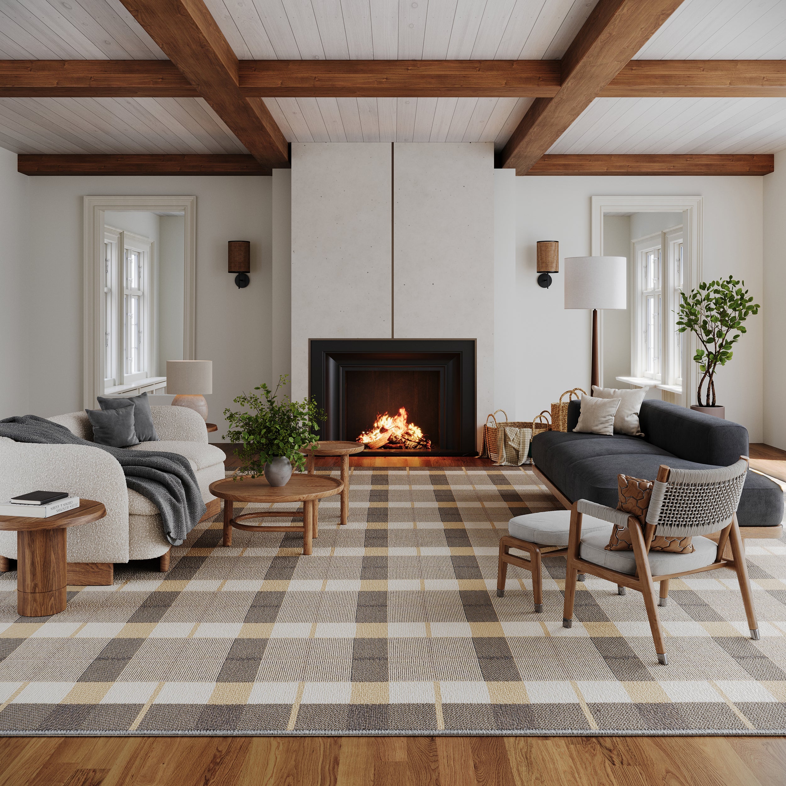 Sundara Modern Plaid Indoor/Outdoor Rug