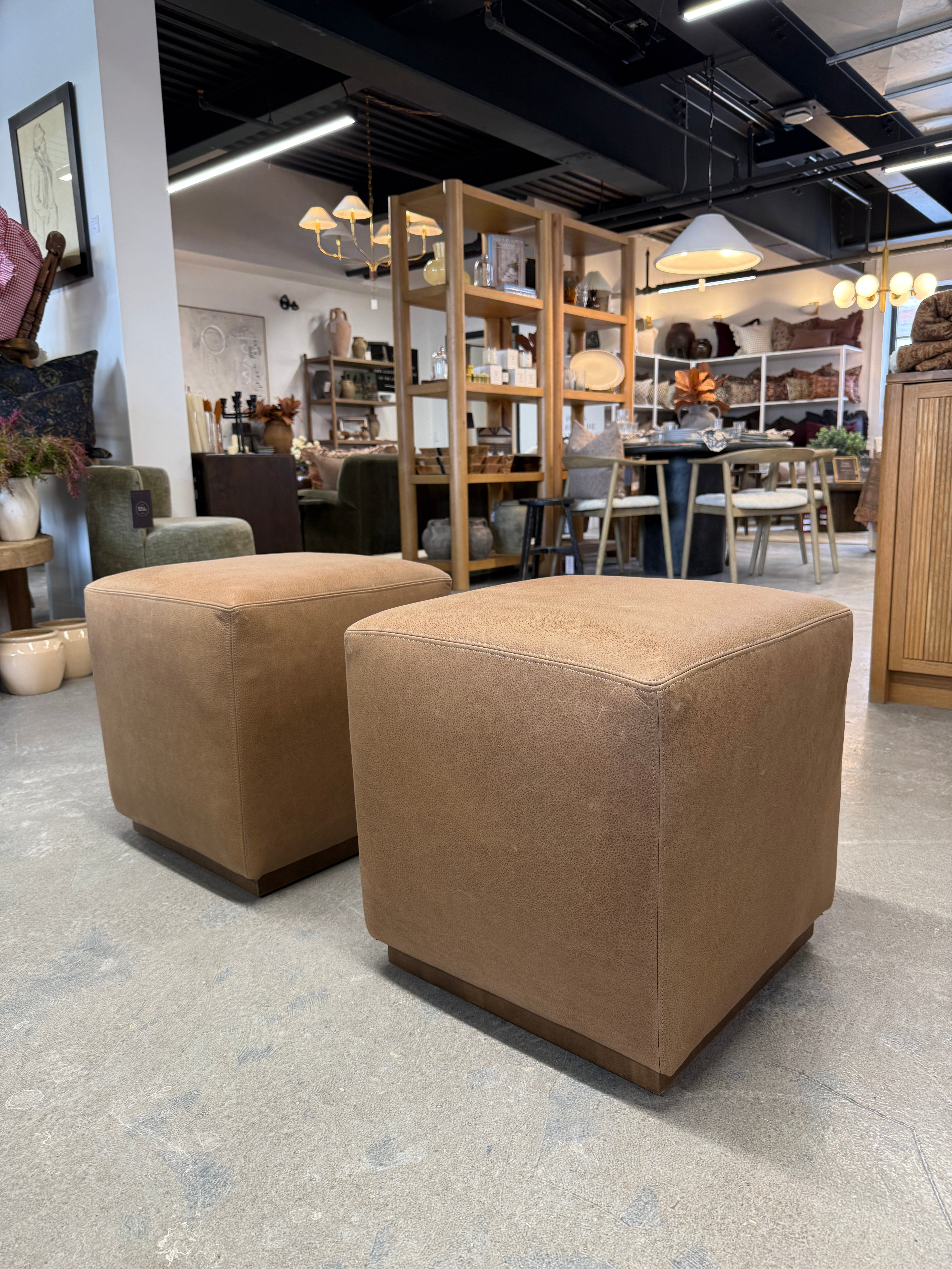 IN STORE - Dena Leather Ottoman FURNITURE - in store Rowe Furniture