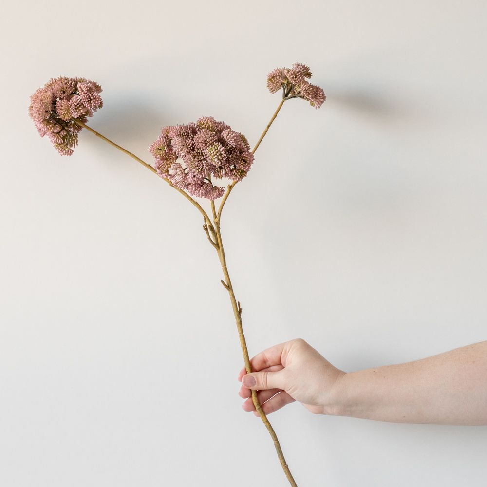 Faux Mauve Pom Pom Spray faux stem Indaba