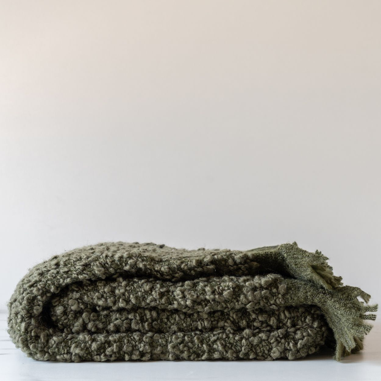 Olive Boucle Throw Blanket - Rug & Weave