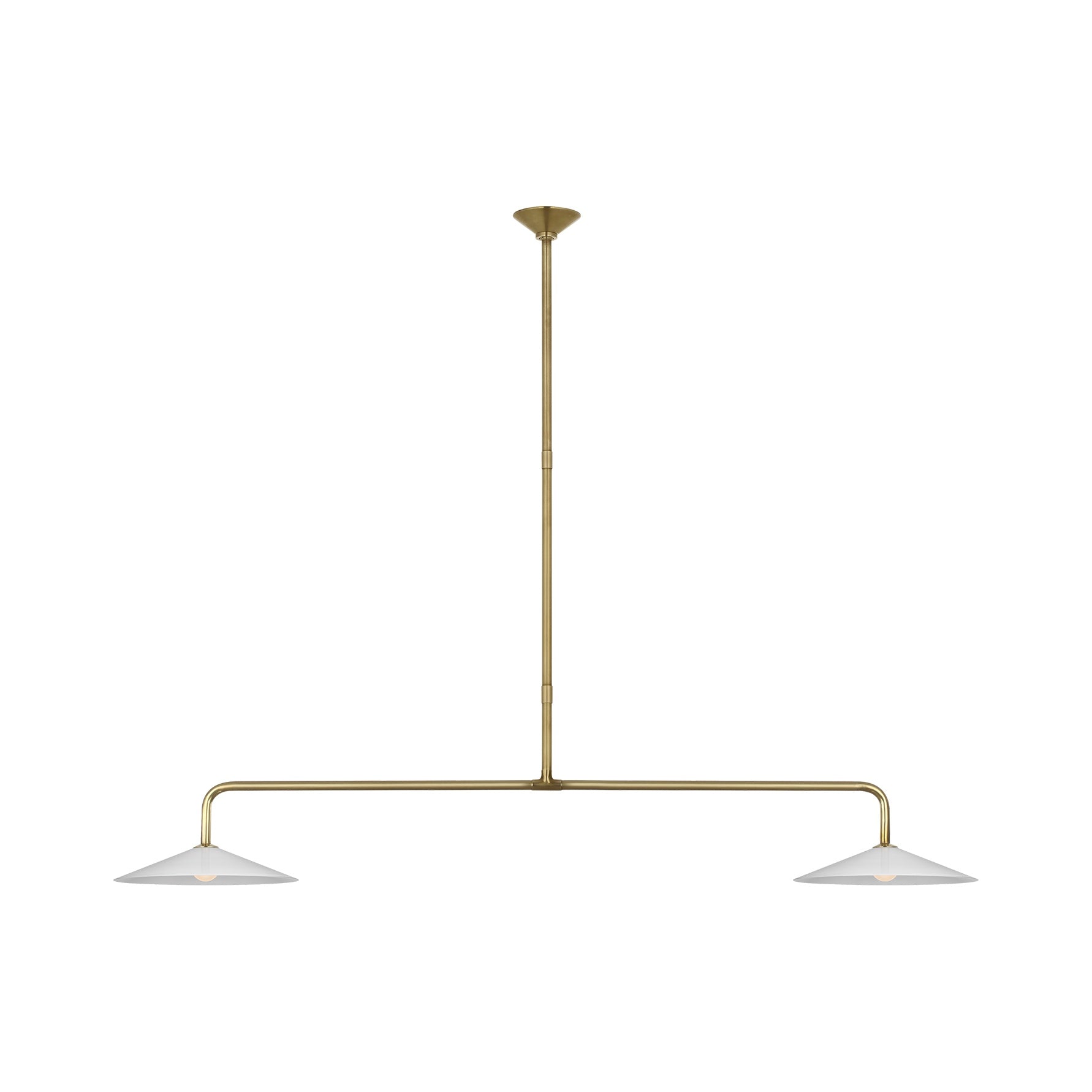 Ponce 62" Linear Pendant, Hand-Rubbed Antique Brass White Glass