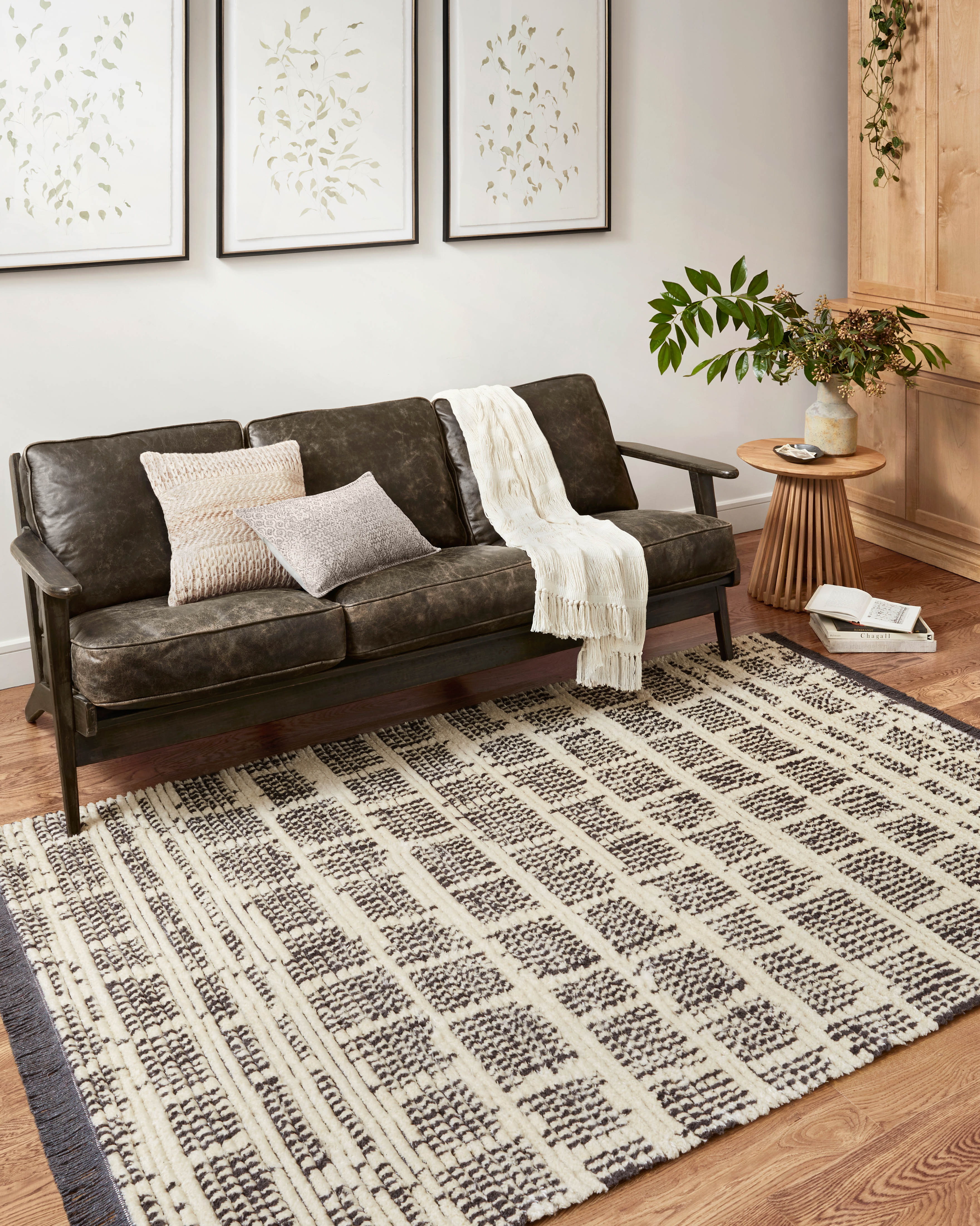 Chris Loves Julia x Loloi Alice Cream / Charcoal Rug No.2 RUGS - synthetic Loloi