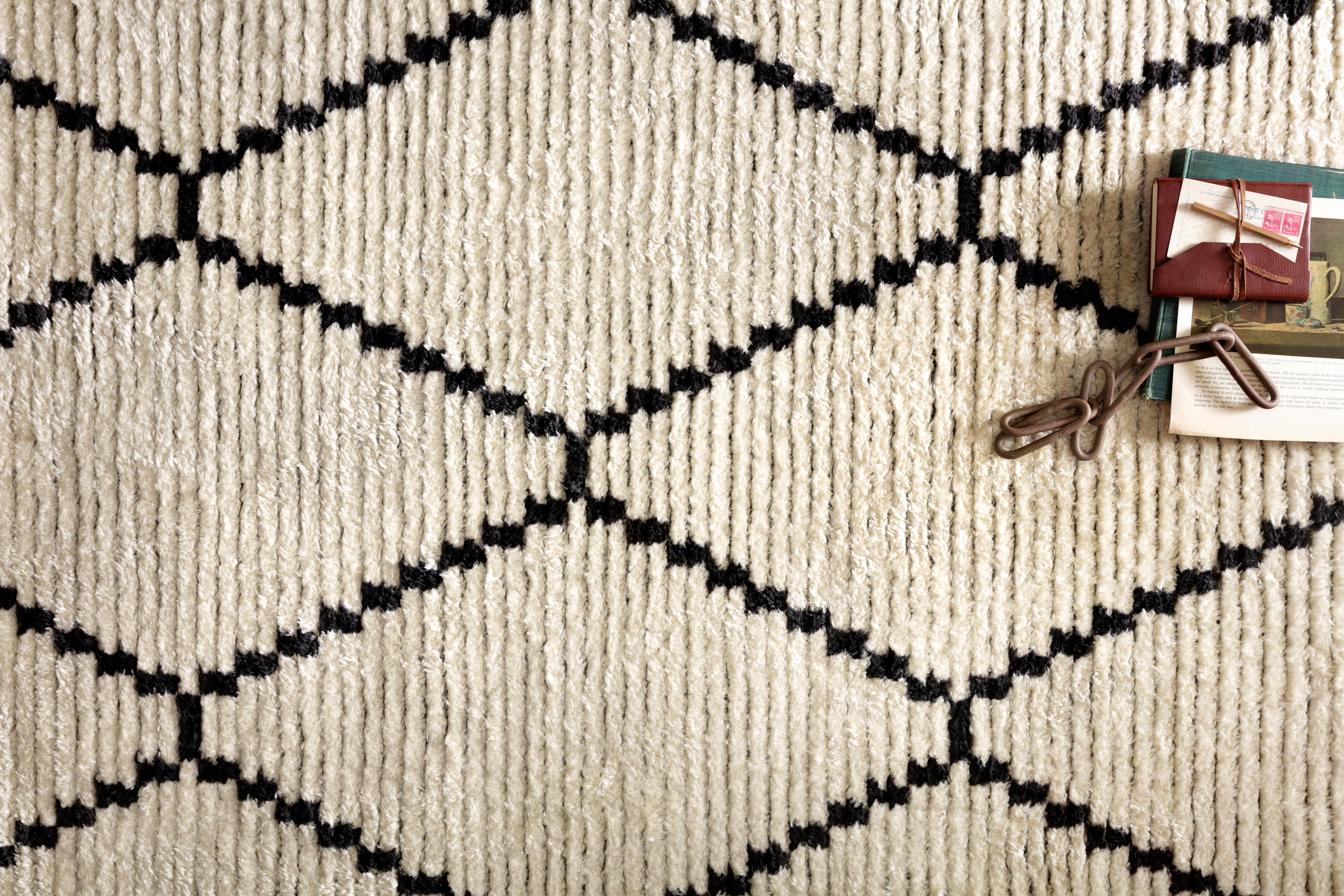 Chris Loves Julia x Loloi Alice Cream / Charcoal Rug No.4 RUGS - synthetic Loloi