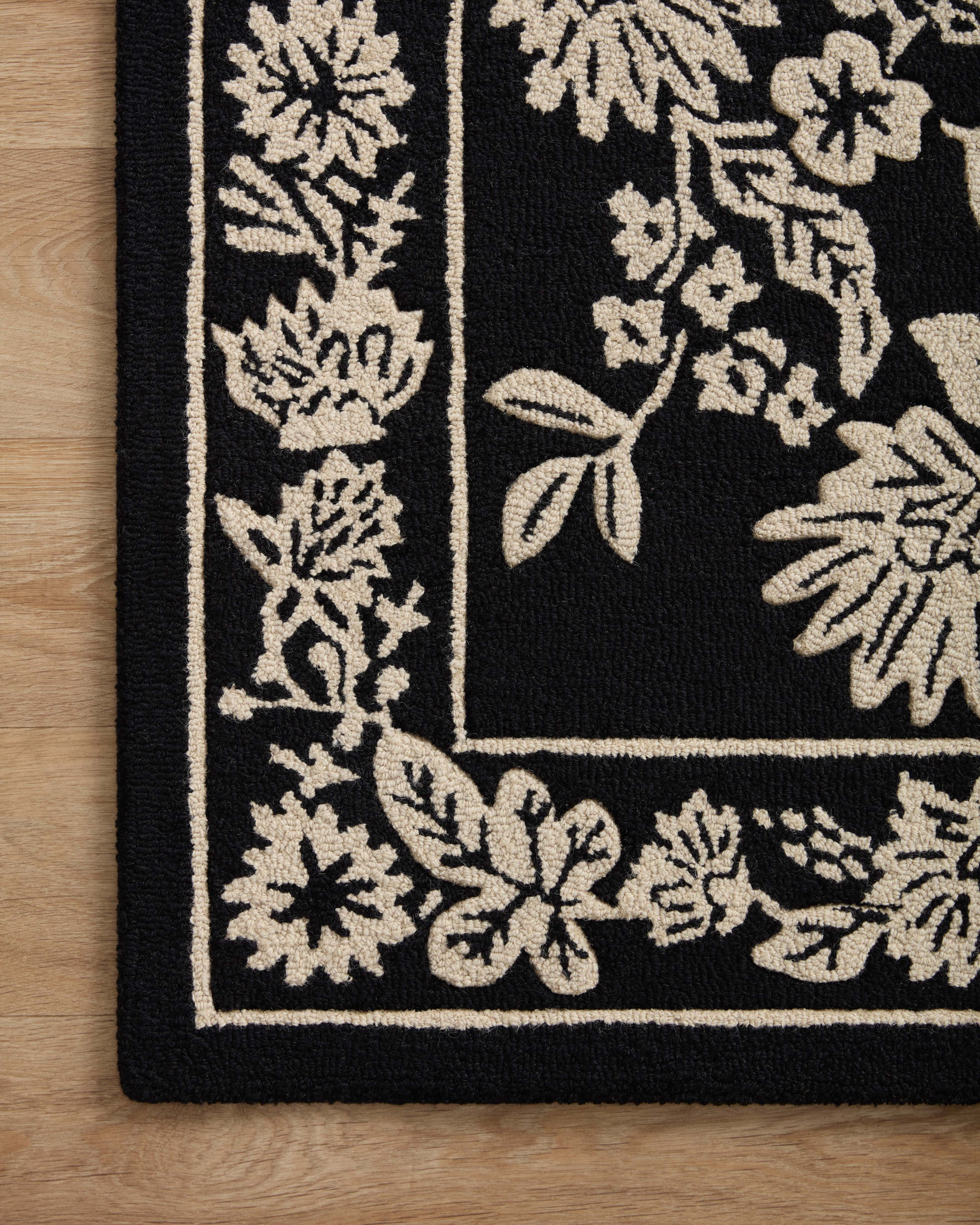 Rifle Paper Co. x Loloi Arboretum Black Rug 1-RUGS-wool rugs Loloi