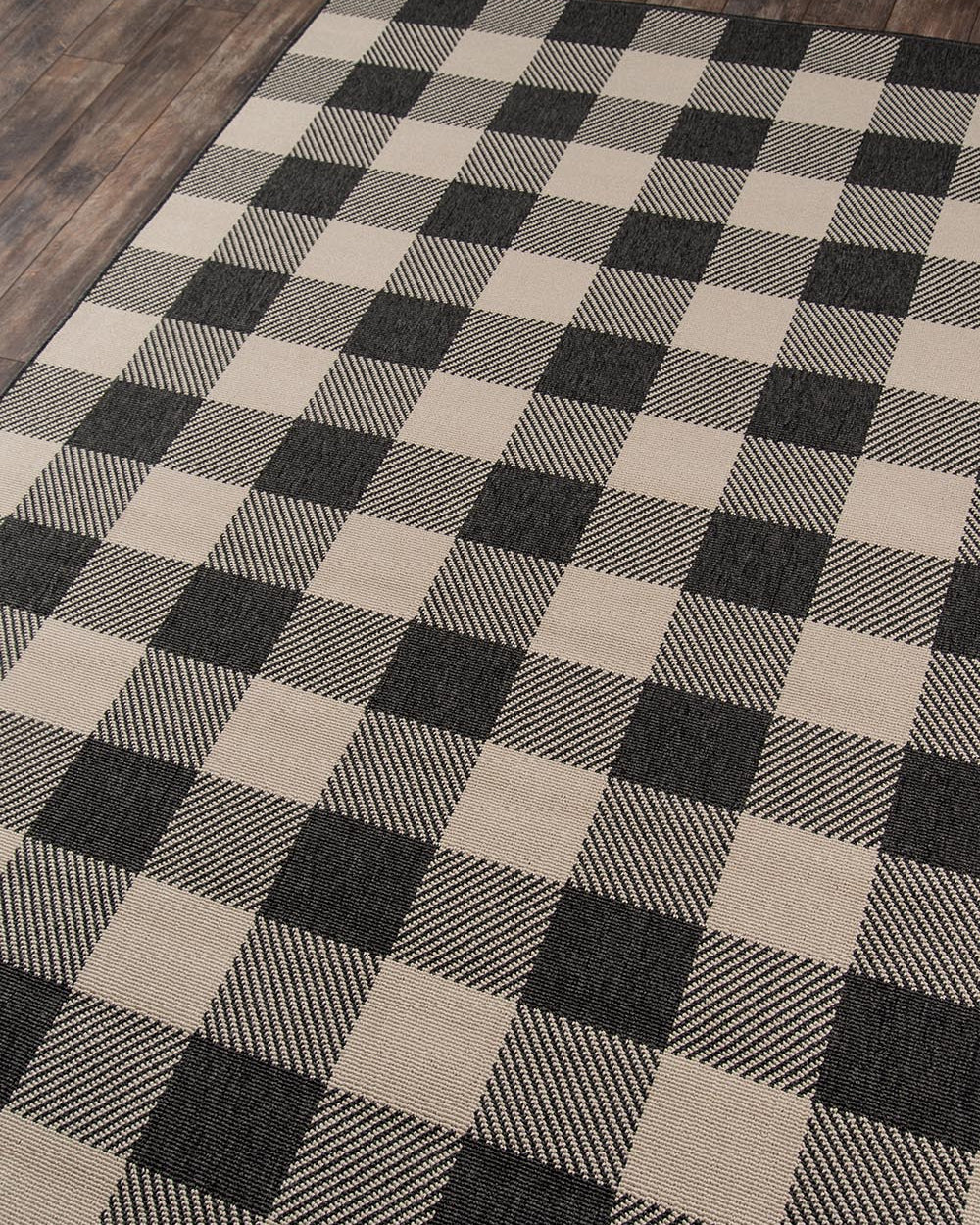 Braemar Plaid Charcoal Outdoor Rug 5-Rugs - indoor/outdoor Momeni