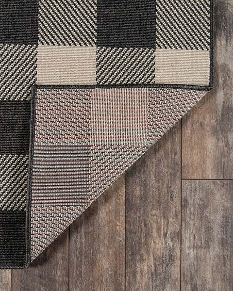 Braemar Plaid Charcoal Outdoor Rug 5-Rugs - indoor/outdoor Momeni