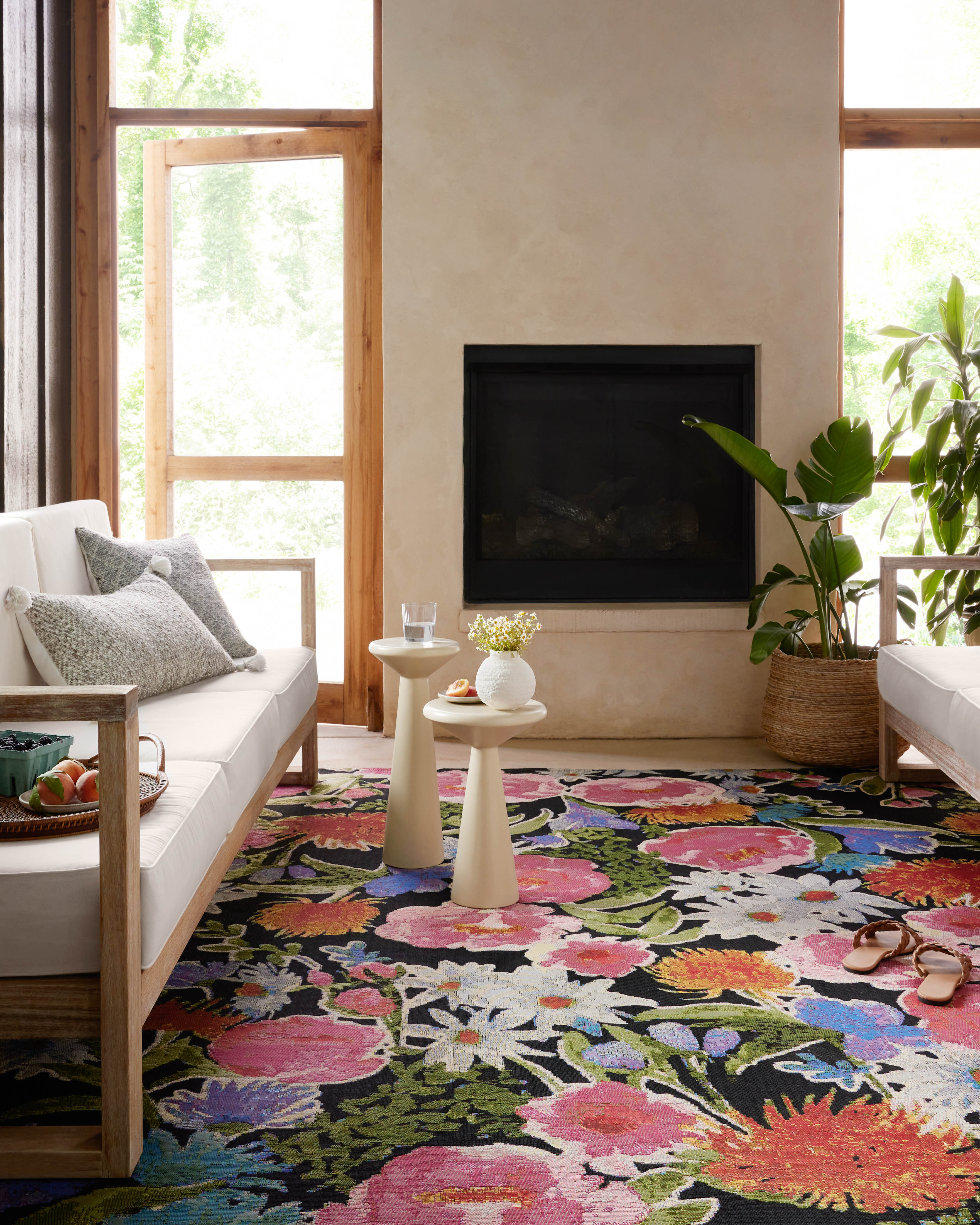 Loloi Botanical Black / Multi Rug RUGS - synthetic Loloi