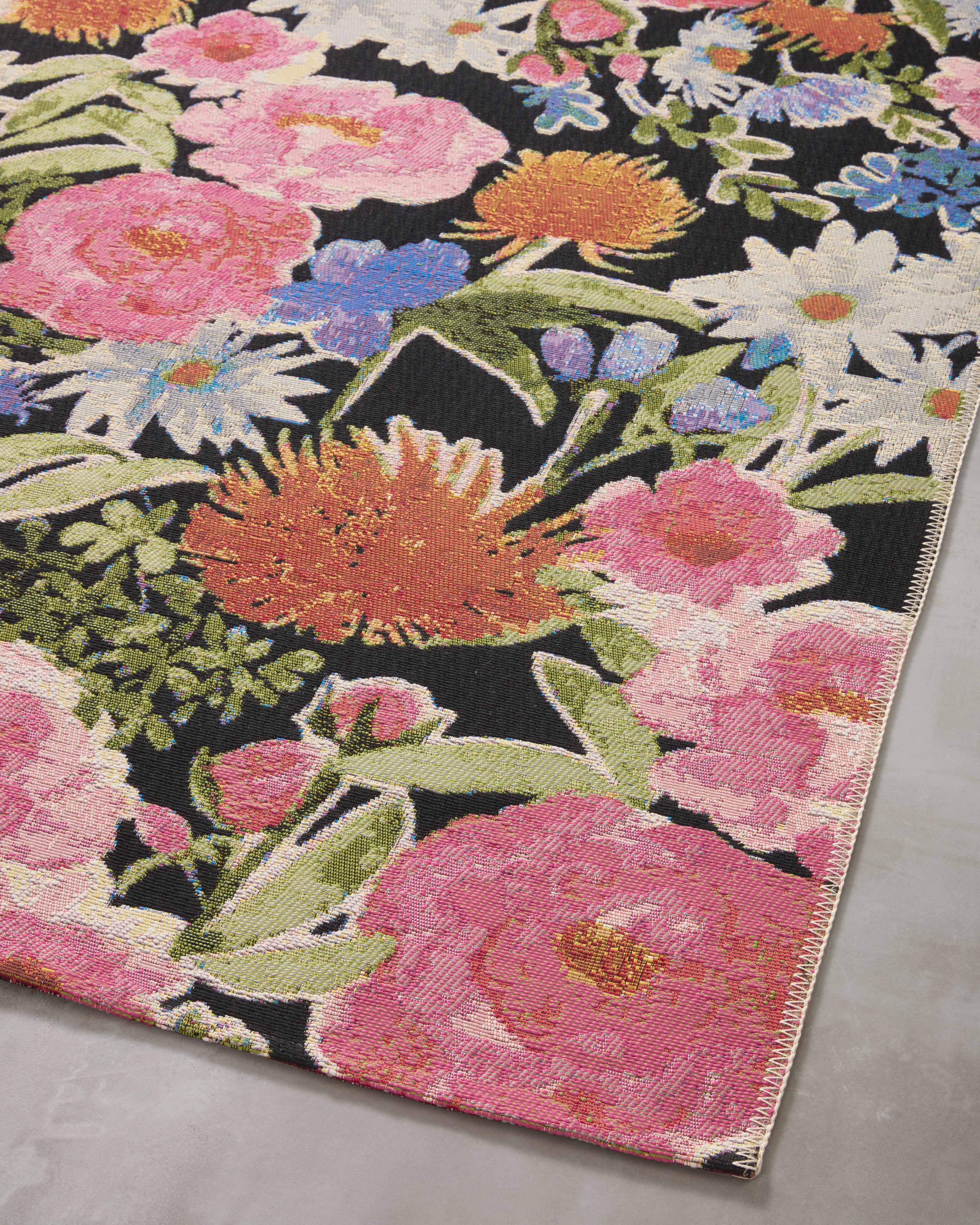 Loloi Botanical Black / Multi Rug RUGS - synthetic Loloi
