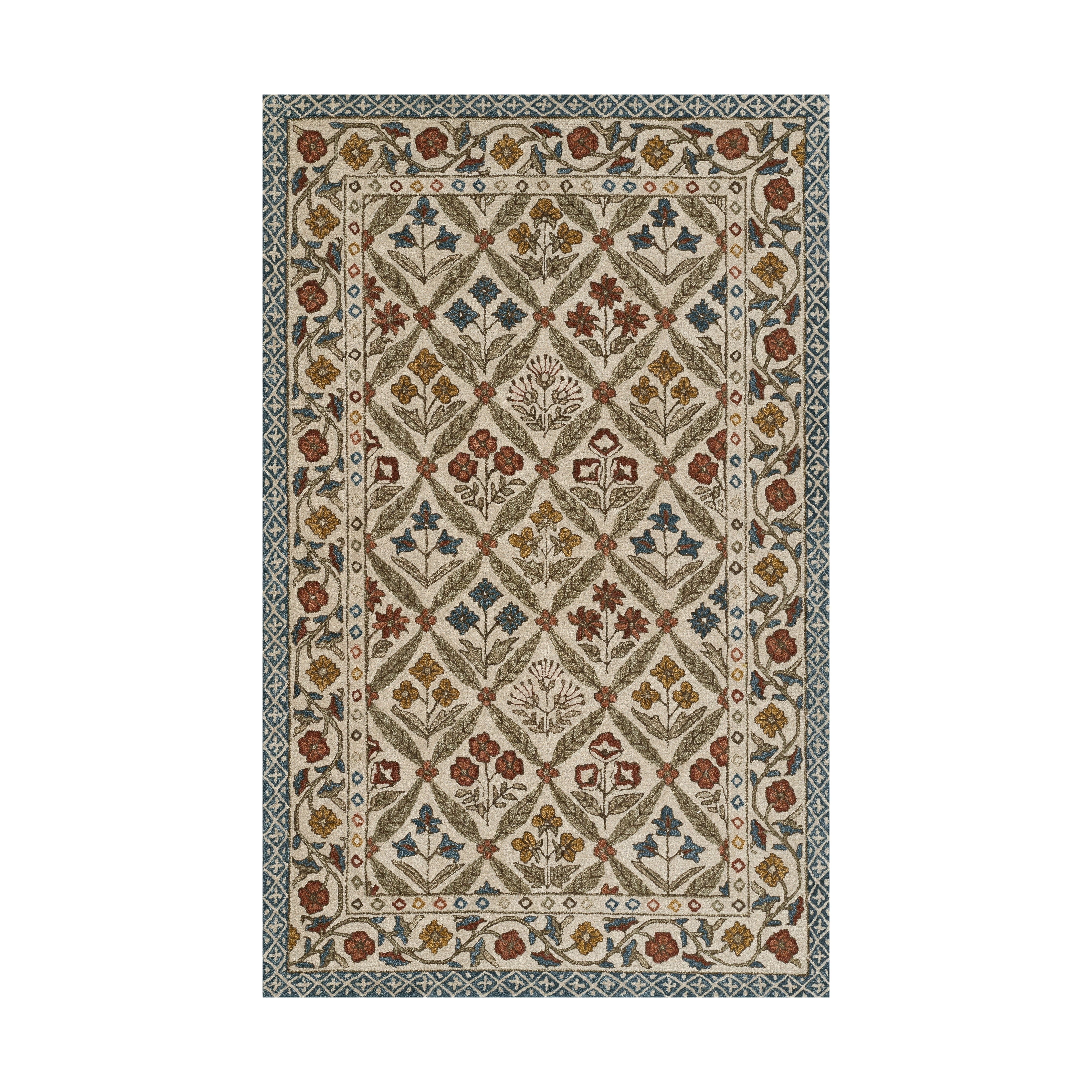 Cotswold Lattice Hand Tufted Rug RUGS - wool Momeni Blue / Multi 2' x 3'