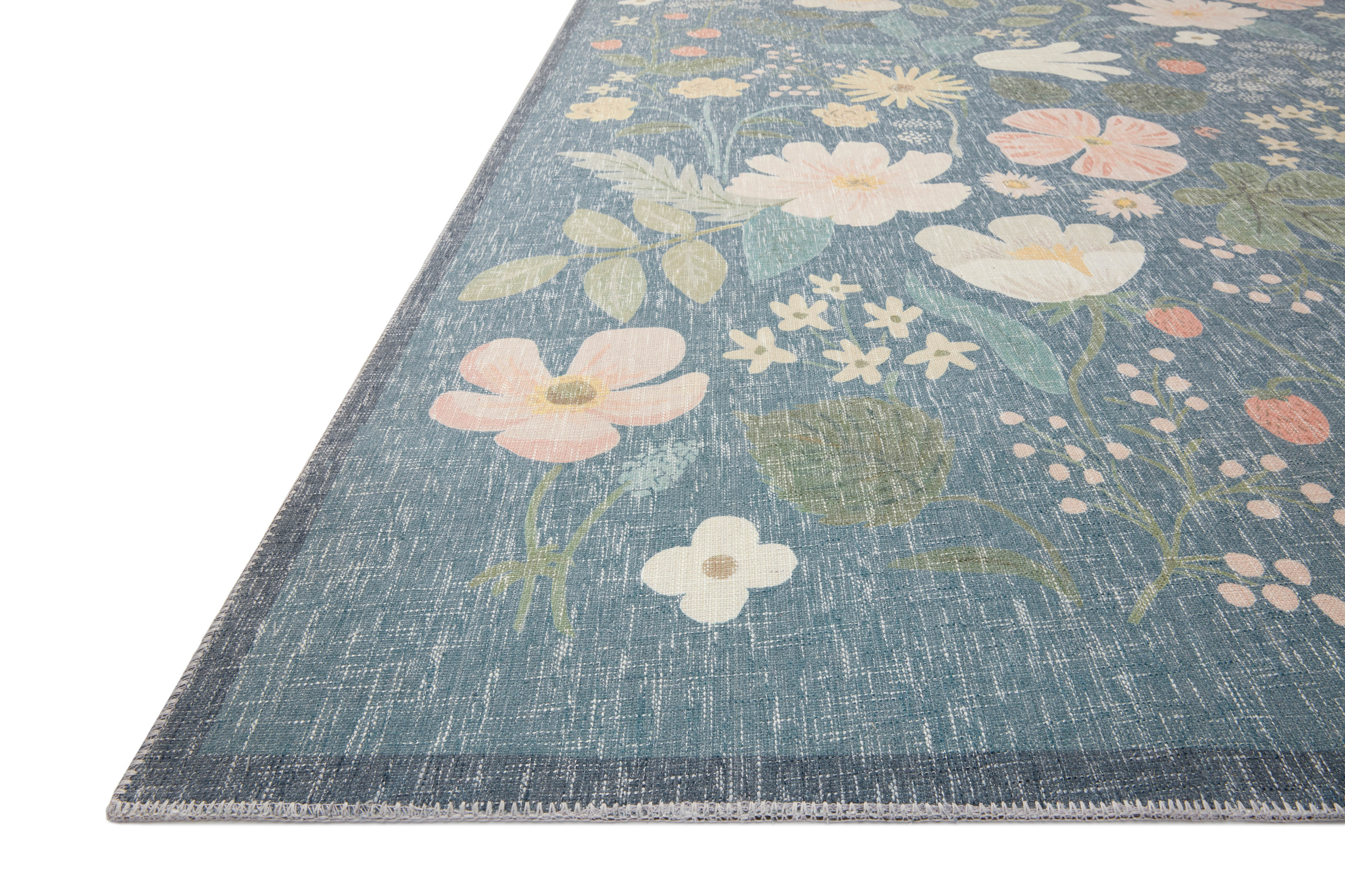 Rifle Paper Co. x Loloi Cotswolds Teal Rug RUGS - synthetic Loloi