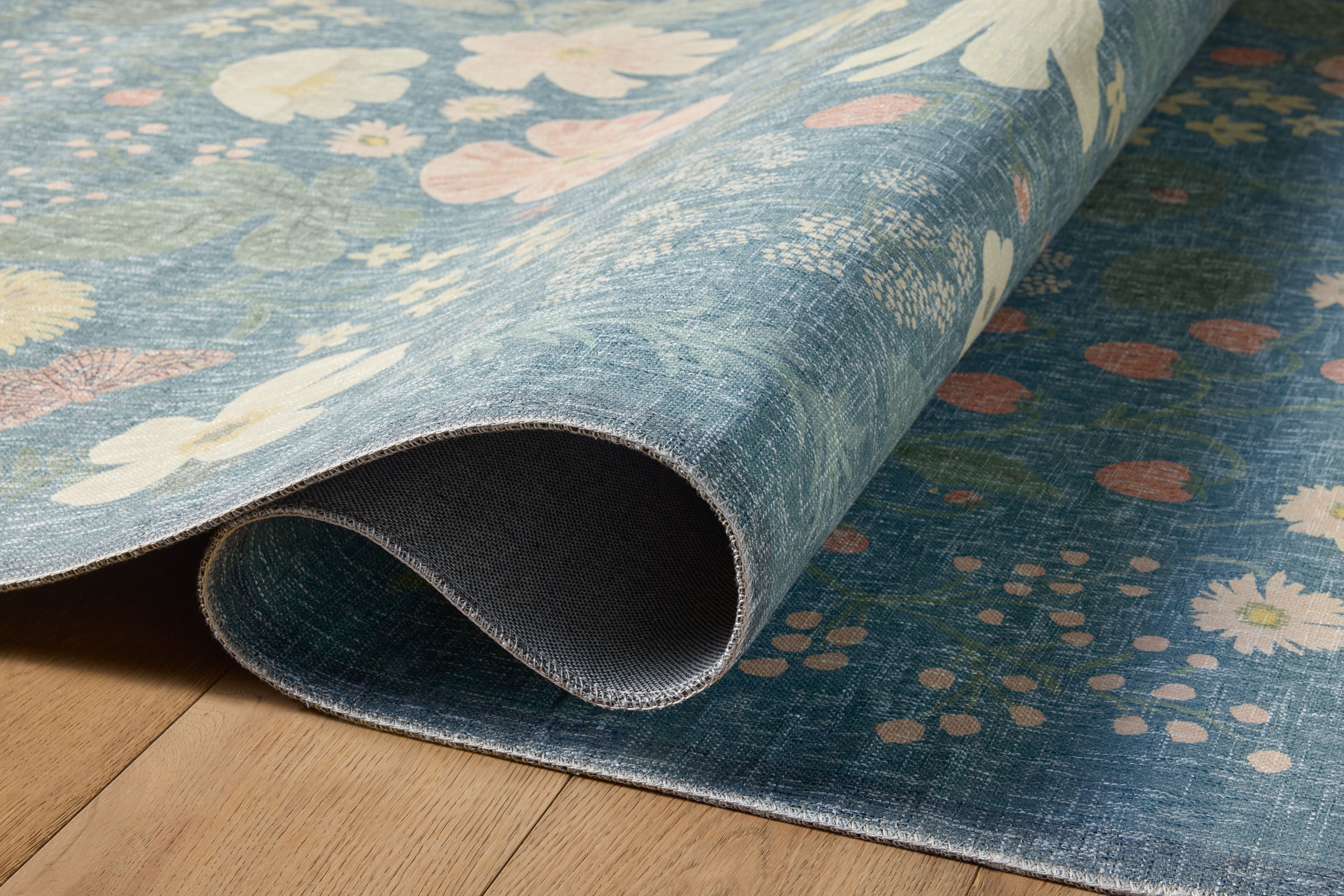 Rifle Paper Co. X Loloi/ Cotswolds Strawberry Fields Teal Rug 3 - RUGS - patterned Loloi