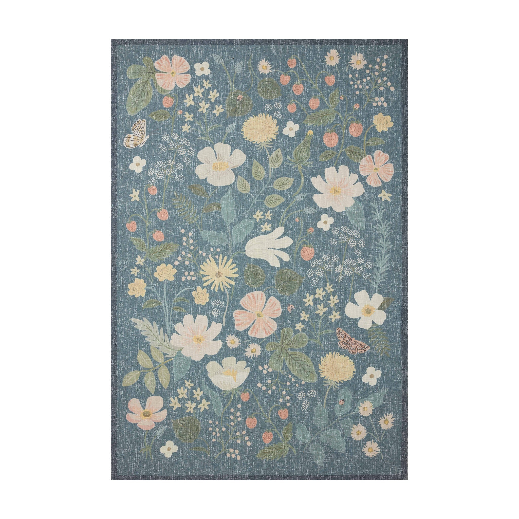 Rifle Paper Co. x Loloi Cotswolds Teal Rug, 18" x 18"