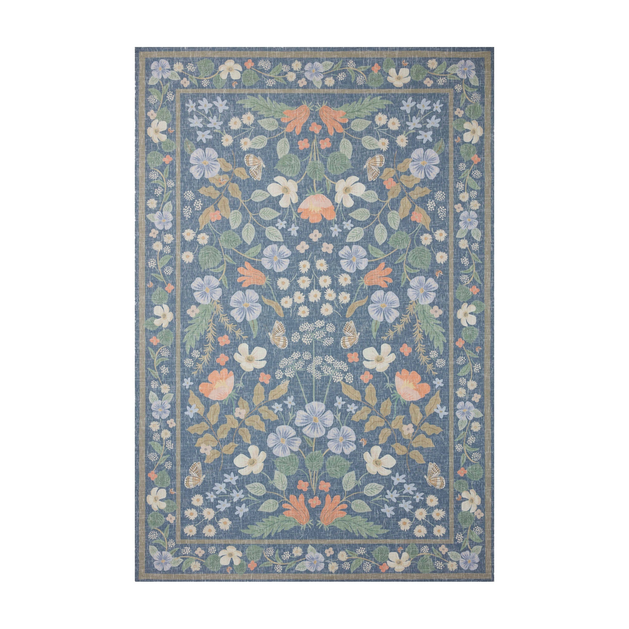 Rifle Paper Co. x Loloi Cotswolds Indigo Rug, 18" x 18"