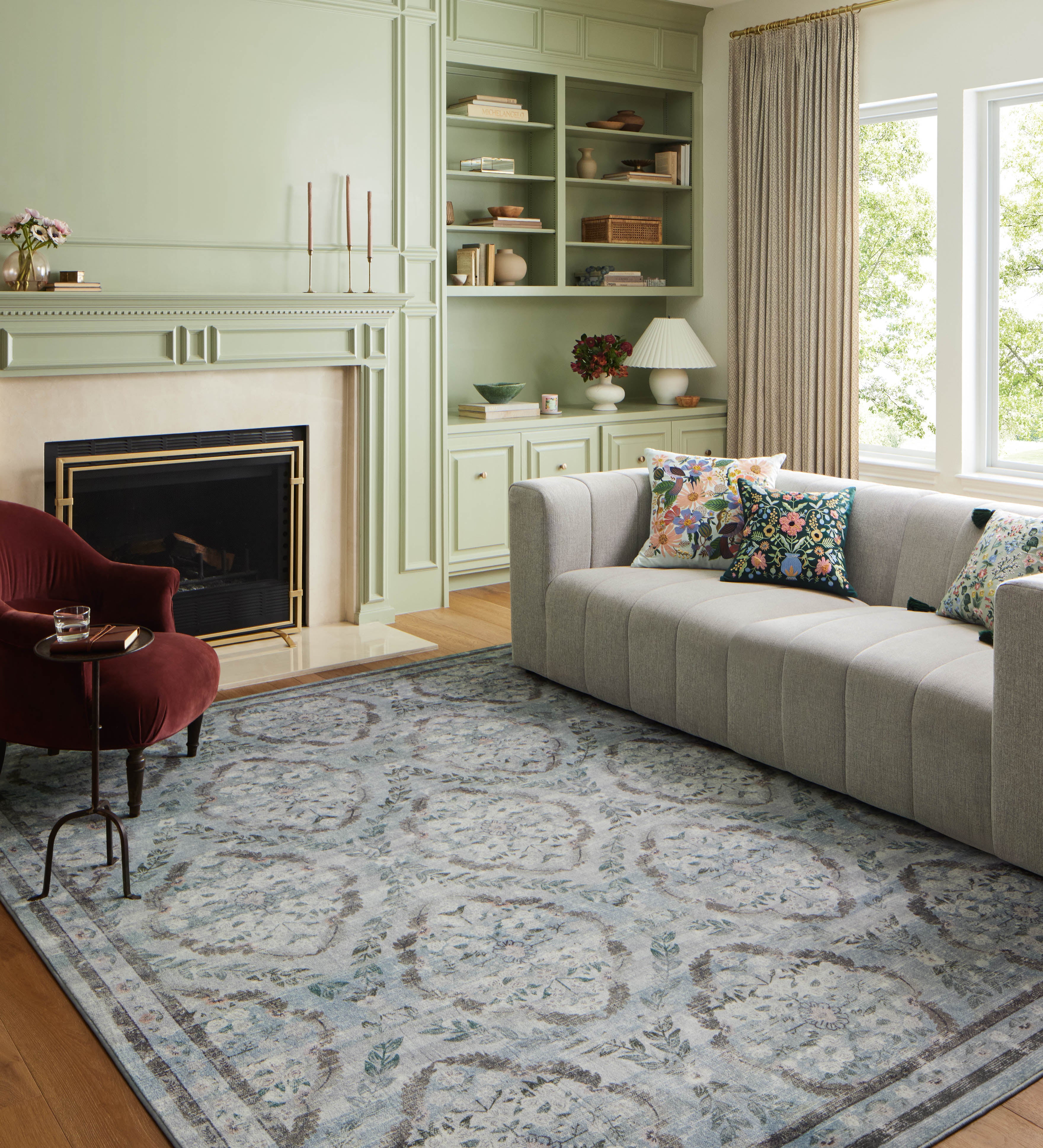 Rifle Paper Co. x Loloi Courtyard Chateau Blue Rug – view 2