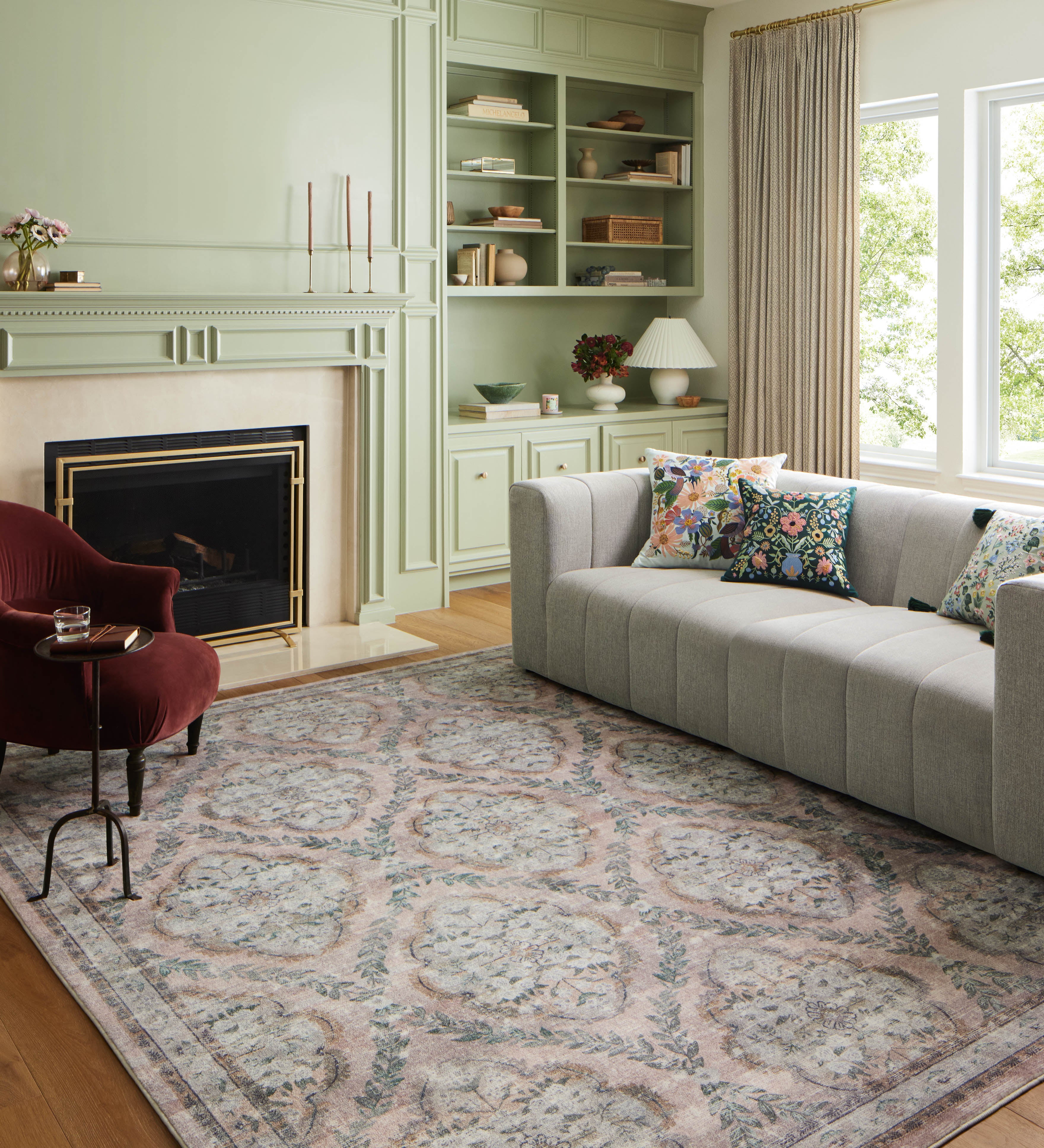 Rifle Paper Co. x Loloi Courtyard Chateau Blush Rug – view 2