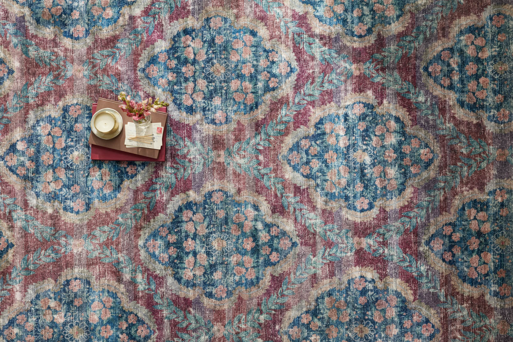 Rifle Paper Co. x Loloi Courtyard Chateau Red Rug 3-patterned rugs Loloi