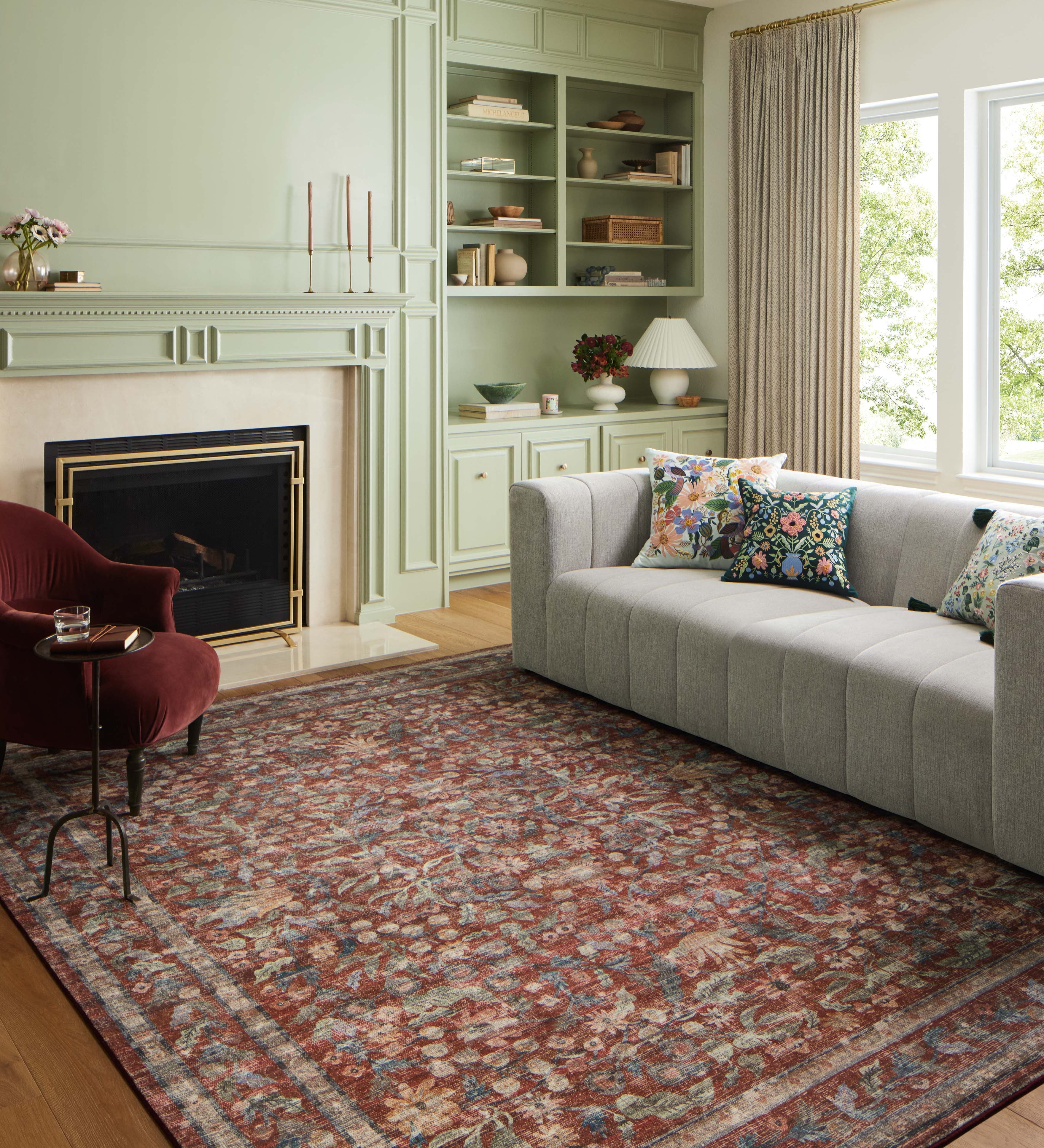 Rifle Paper Co. x Loloi Courtyard Crimson Rug RUGS - synthetic Loloi