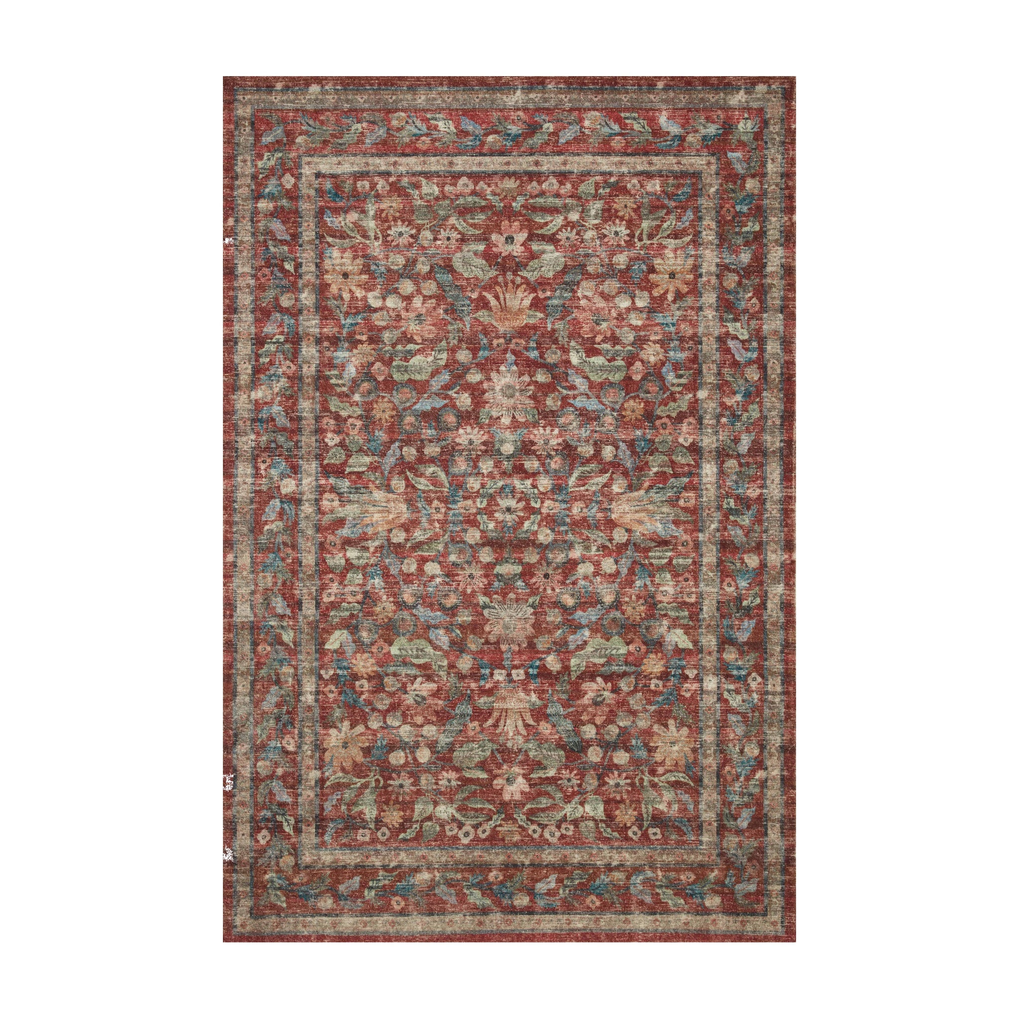 Rifle Paper Co. x Loloi Courtyard Crimson Rug, Rifle Paper Co. x Courtyard Crimson Oval Rug 2'3" x 3'9"