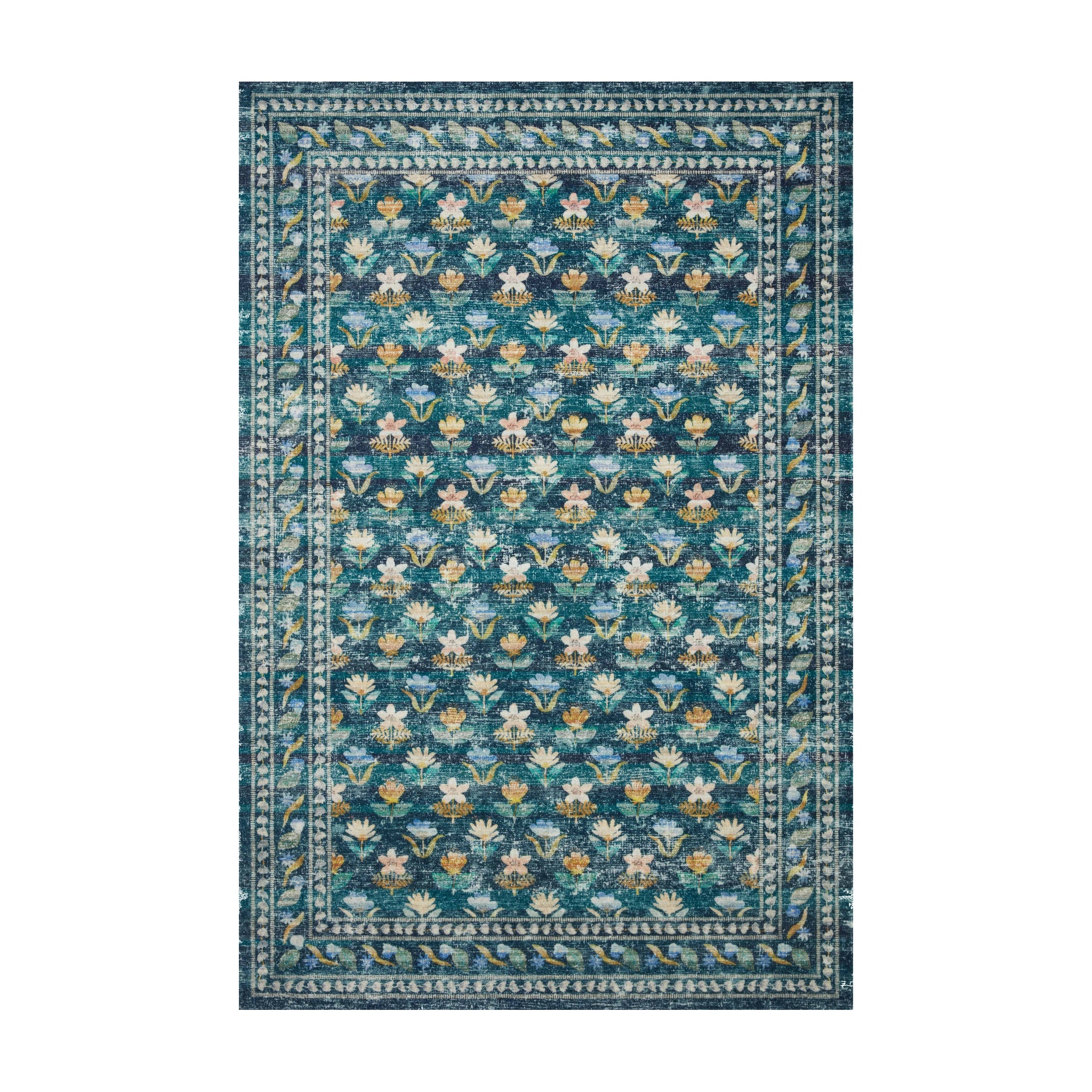 Rifle Paper Co. x Loloi Courtyard Emerald Rug, Rifle Paper Co. x Courtyard Emerald Oval Rug 2'3" x 3'9"