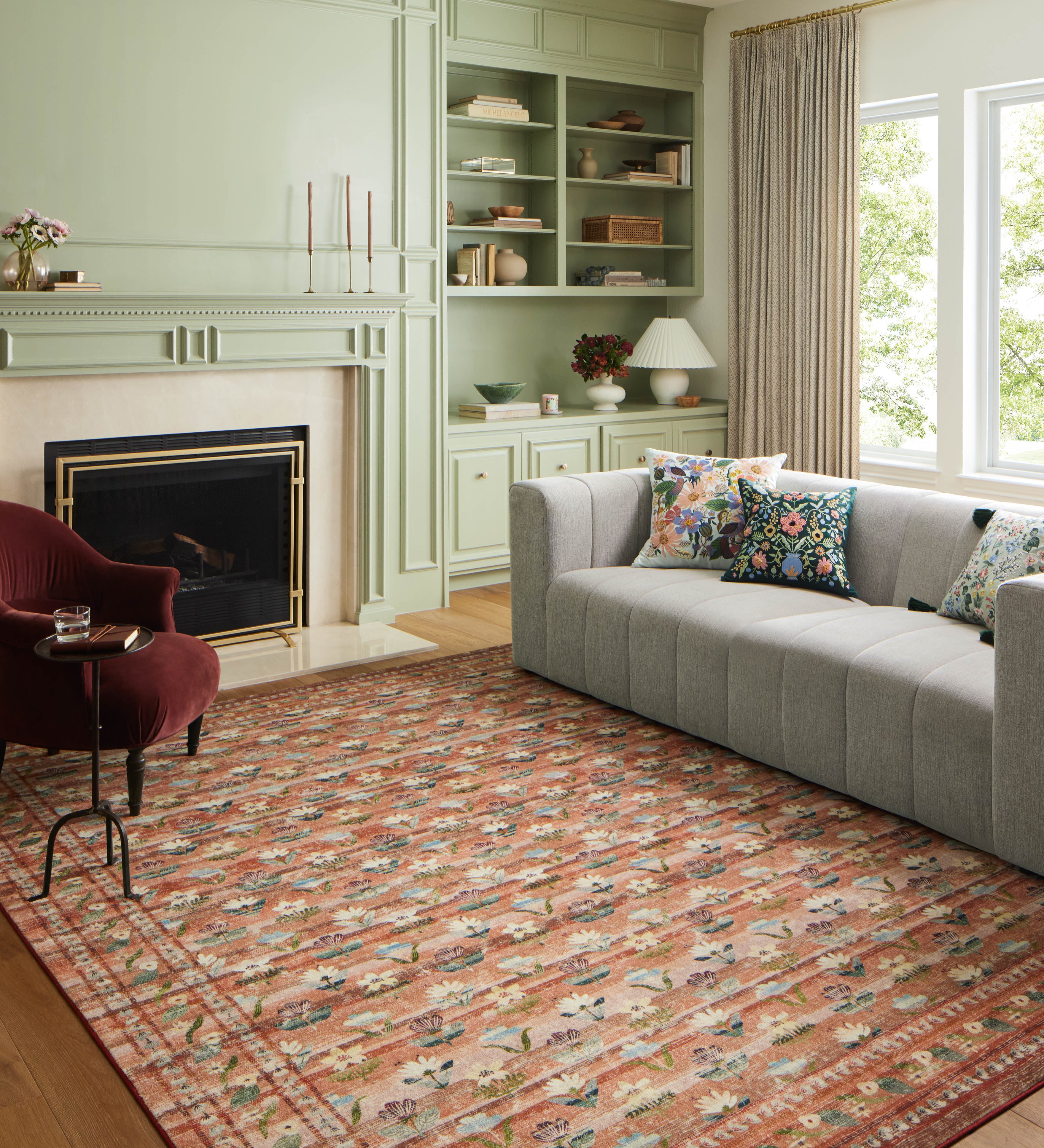 Rifle Paper Co. x Loloi Courtyard Terracotta Rug, Rifle Paper Co. x Courtyard Terracotta Oval Rug