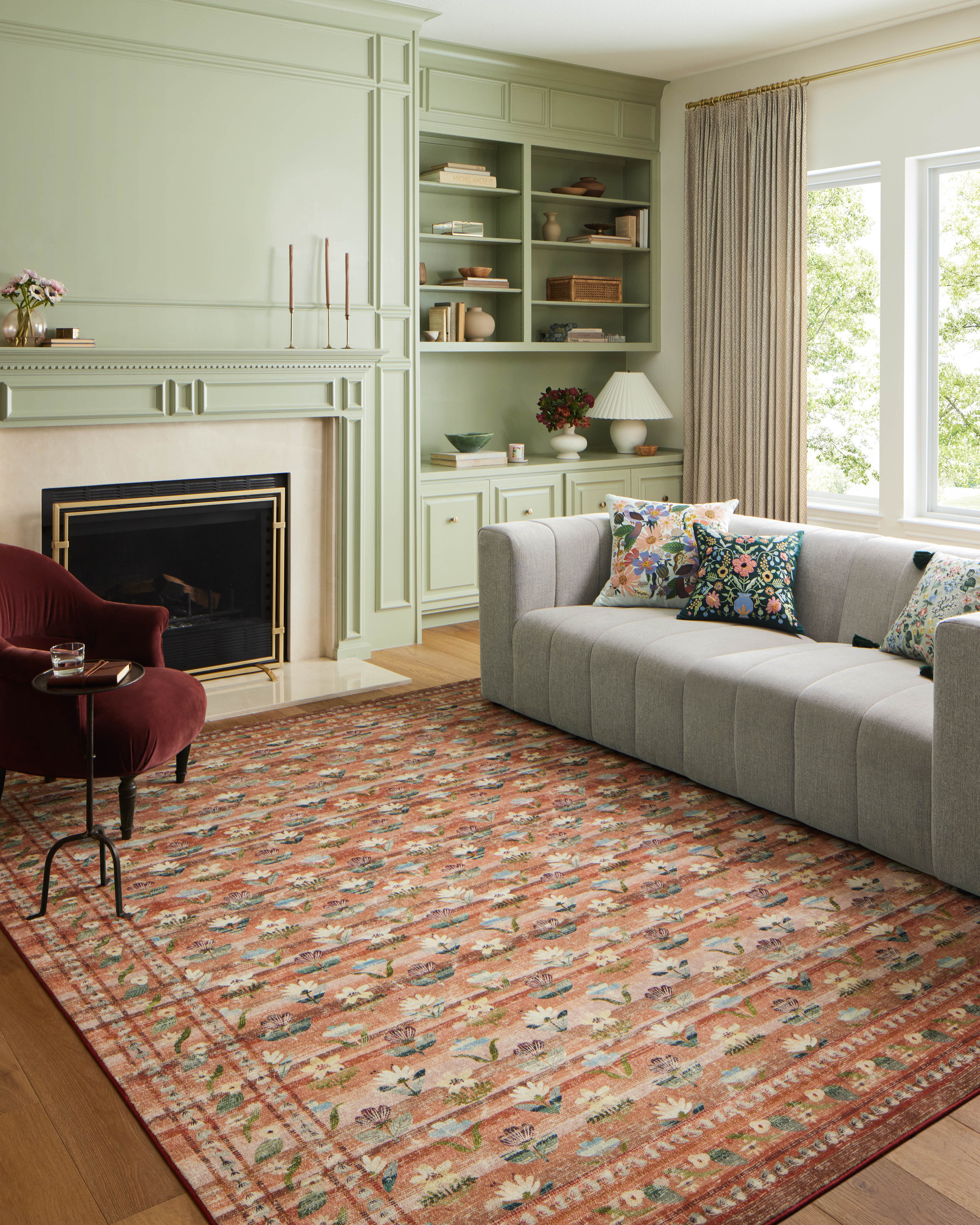 Rifle Paper Co. x Loloi Courtyard Hadley Terracotta Rug 3-patterned rugs Loloi