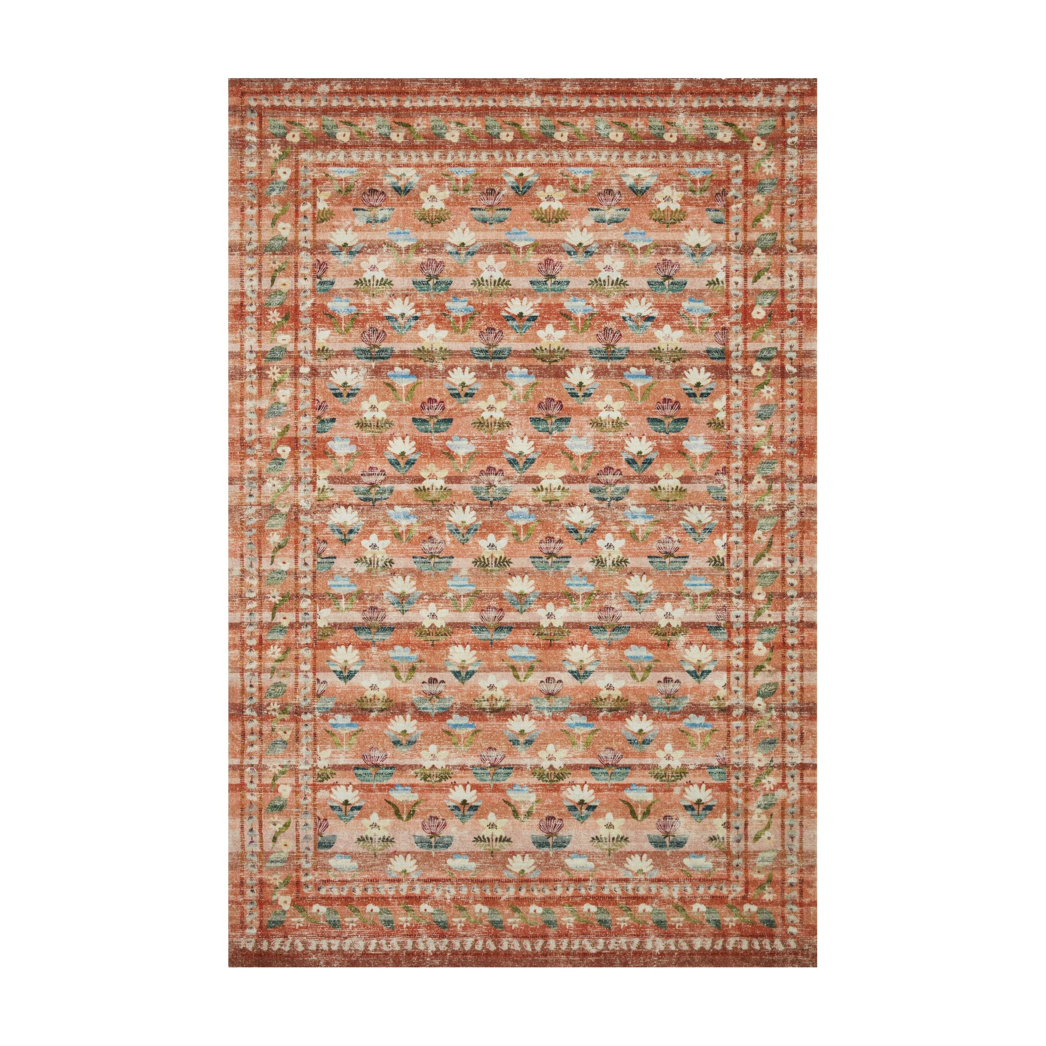 Rifle Paper Co. x Loloi Courtyard Terracotta Rug, 18" x 18"