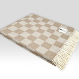 Supersoft Beige Check Wool Blanket