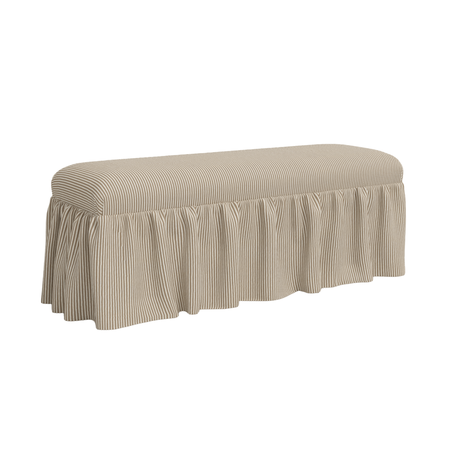 FLOOR MODEL - Cricket Ruffle Bench - Prep Stripe Burlap FURNITURE - floor model Skyline Furniture