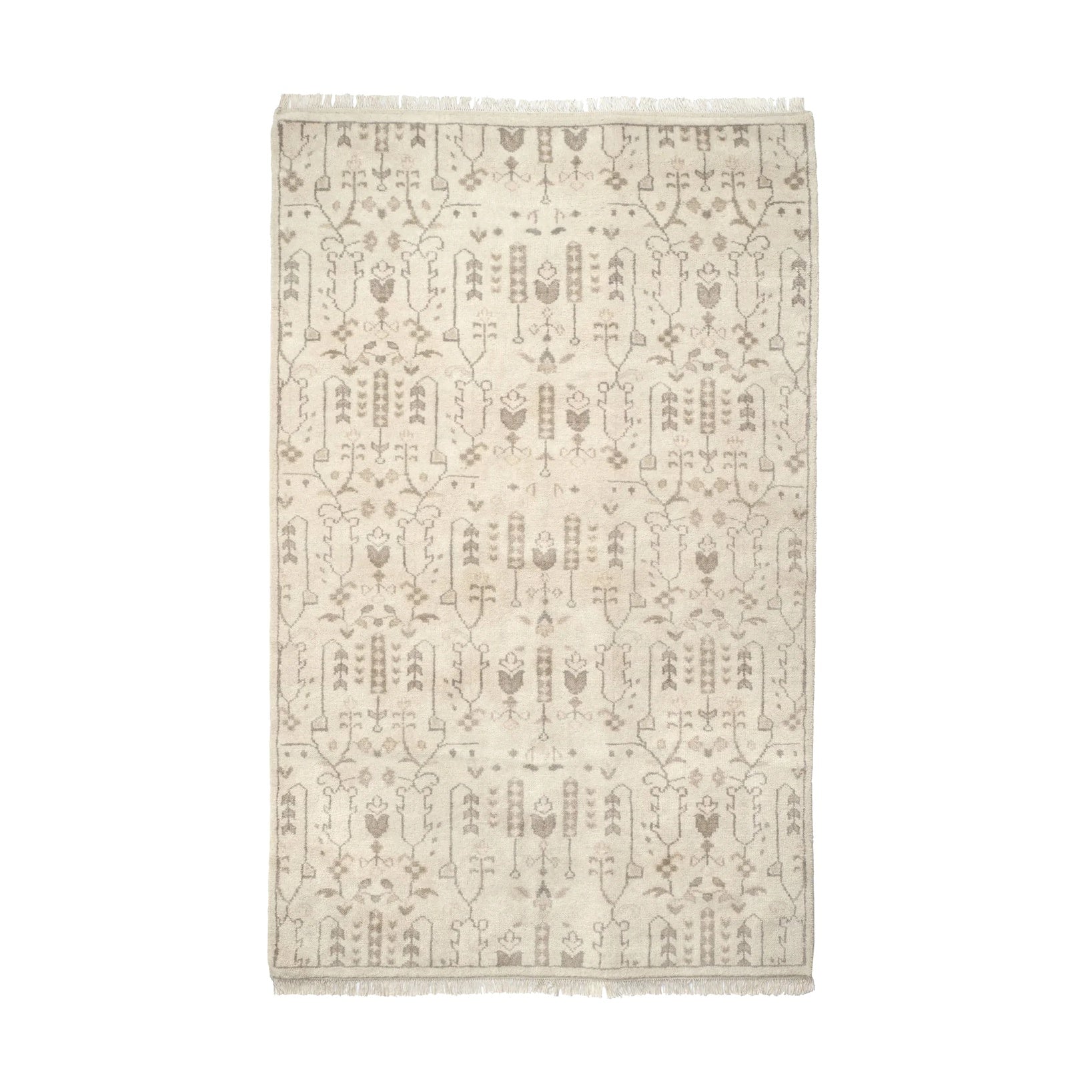 Dara Hand Knotted Wool Rug, Cream 2'6" x 8'