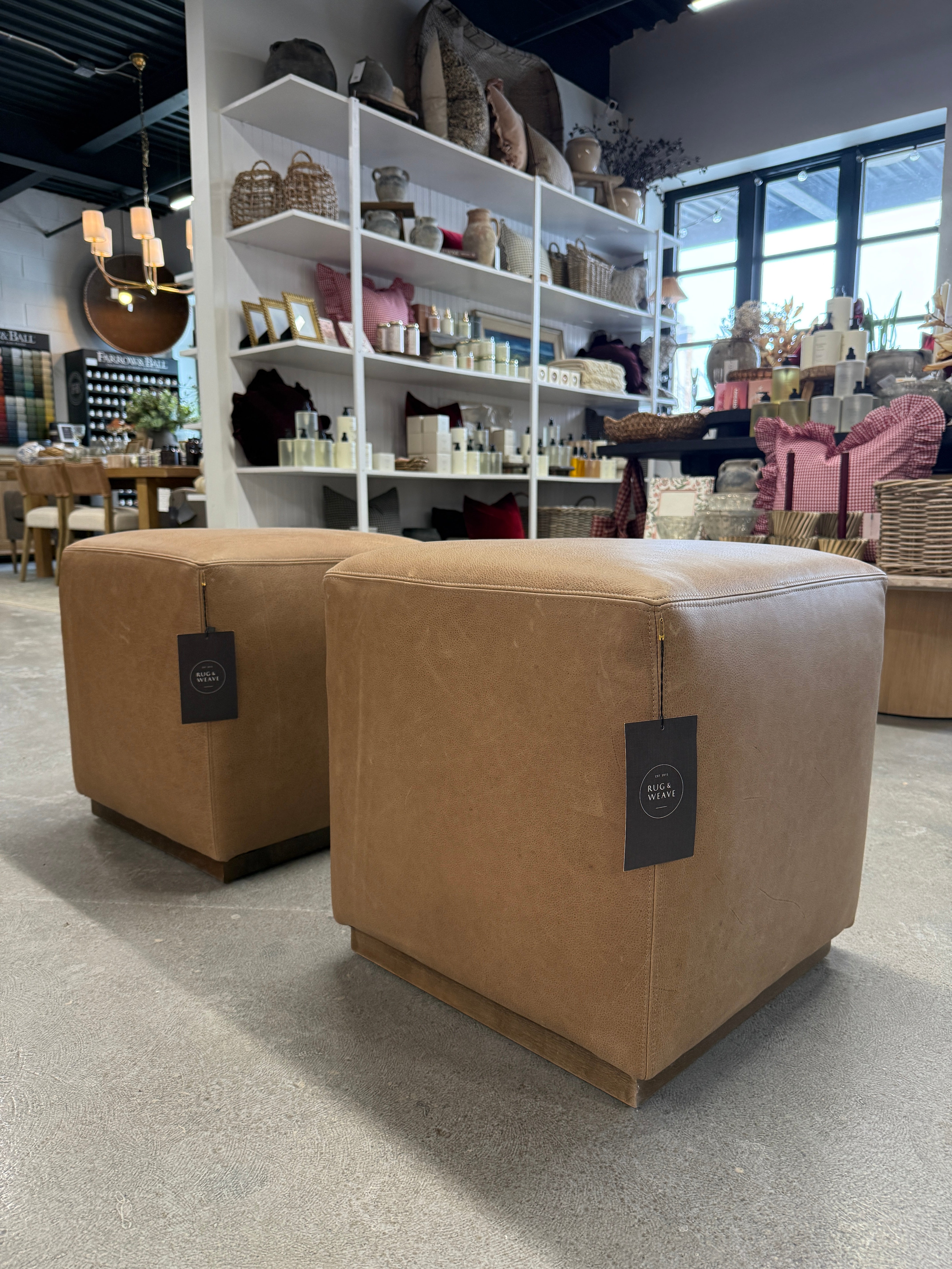 IN STORE - Dena Leather Ottoman FURNITURE - in store Rowe Furniture