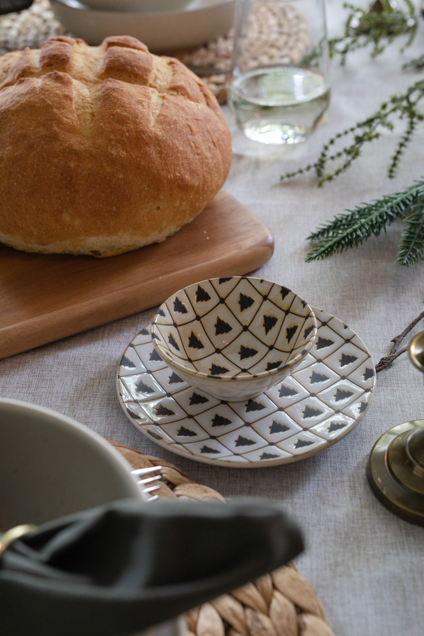 Stoneware Tree Pattern Plate - Rug & Weave