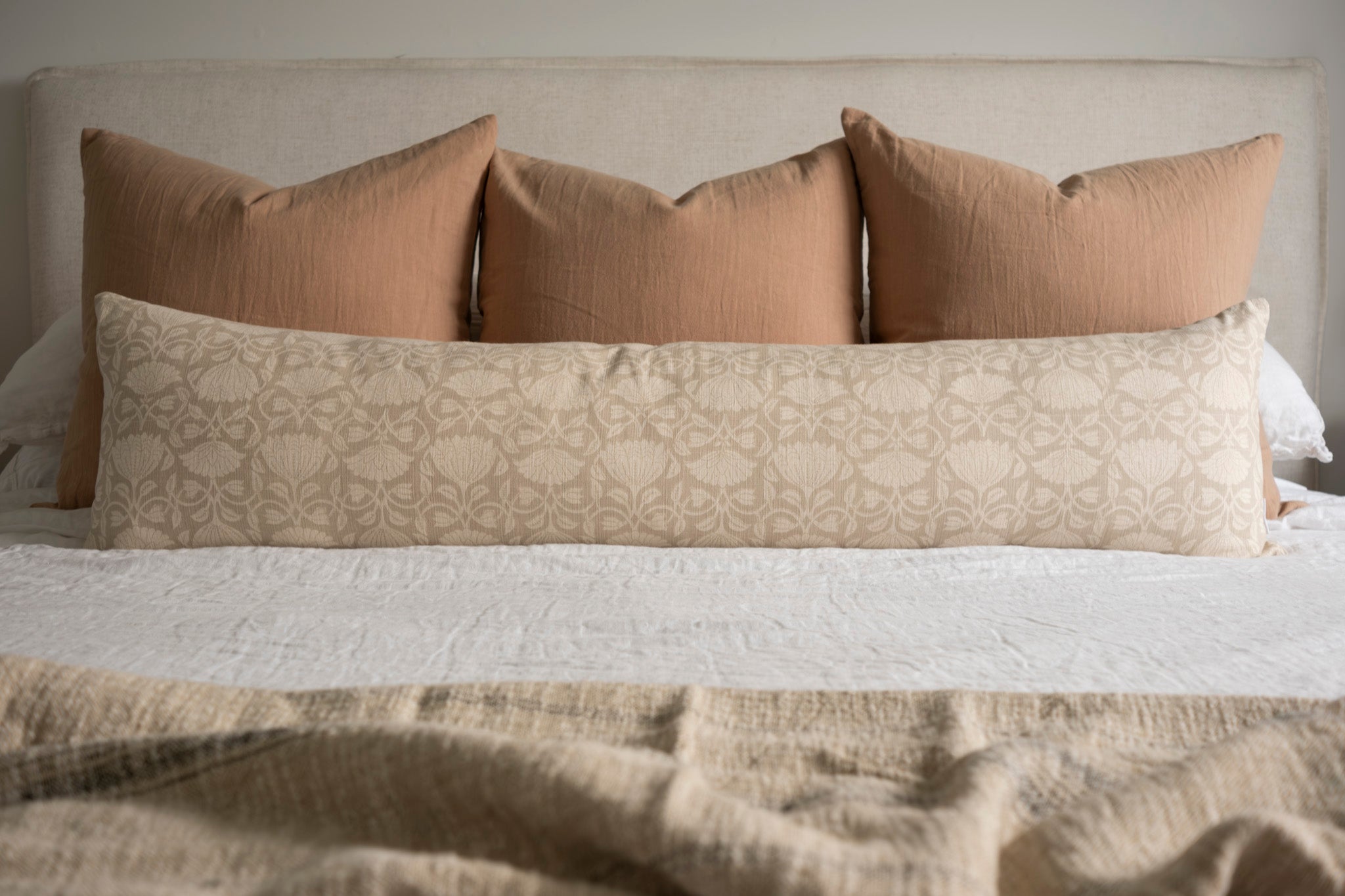 Lotus Long Lumbar Pillow Cover 1 - PILLOWS - Thai - neutral Rug & Weave Pillows