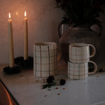 Green & Brown Grid Pattern Mug mug Creative Co-op (DYA)