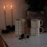 Green & Brown Grid Pattern Mug mug Creative Co-op (DYA)
