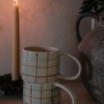 Green & Brown Grid Pattern Mug mug Creative Co-op (DYA)