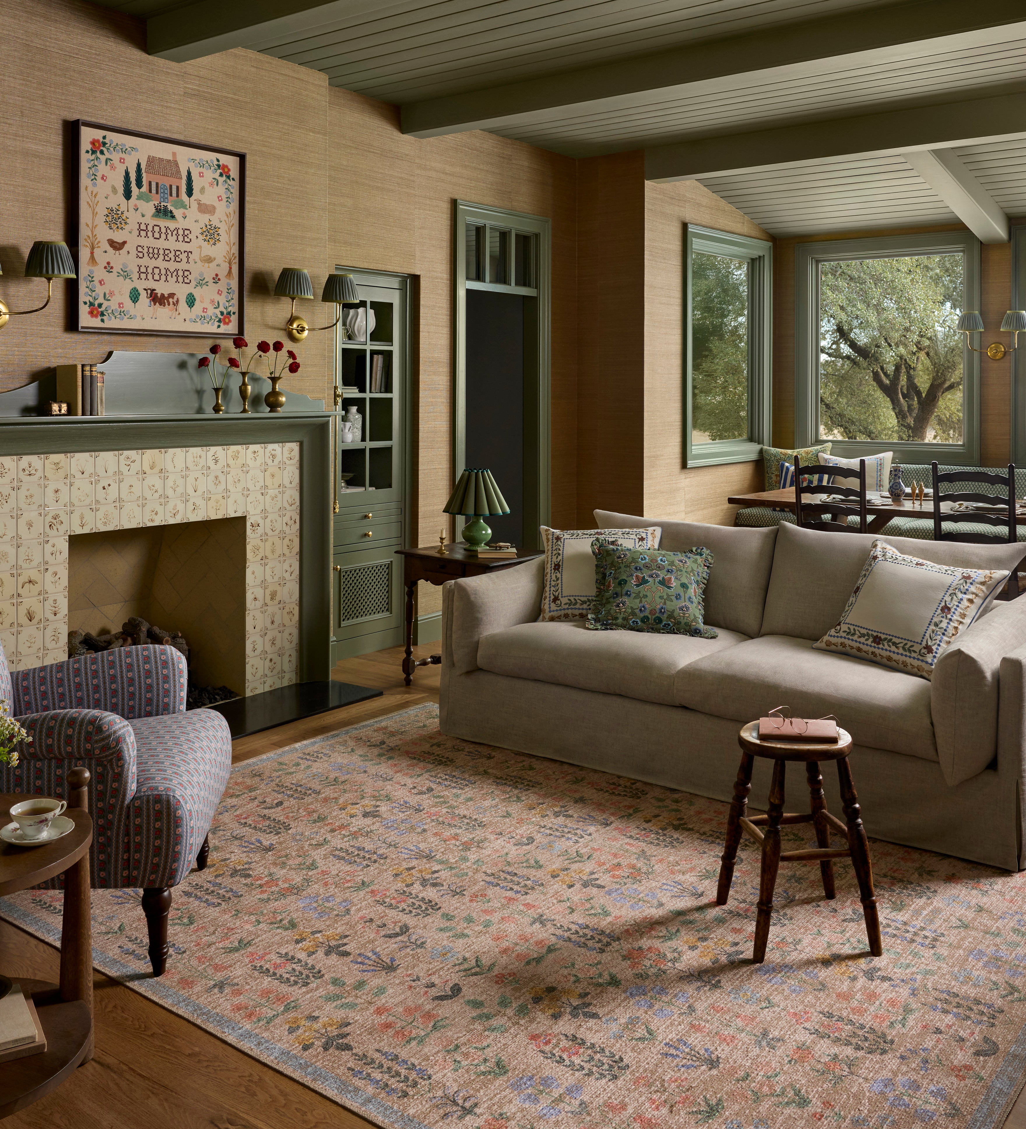 Rifle Paper Co. x Loloi Edinburgh Cream / Multi Rug, 18" x 18" – view 3