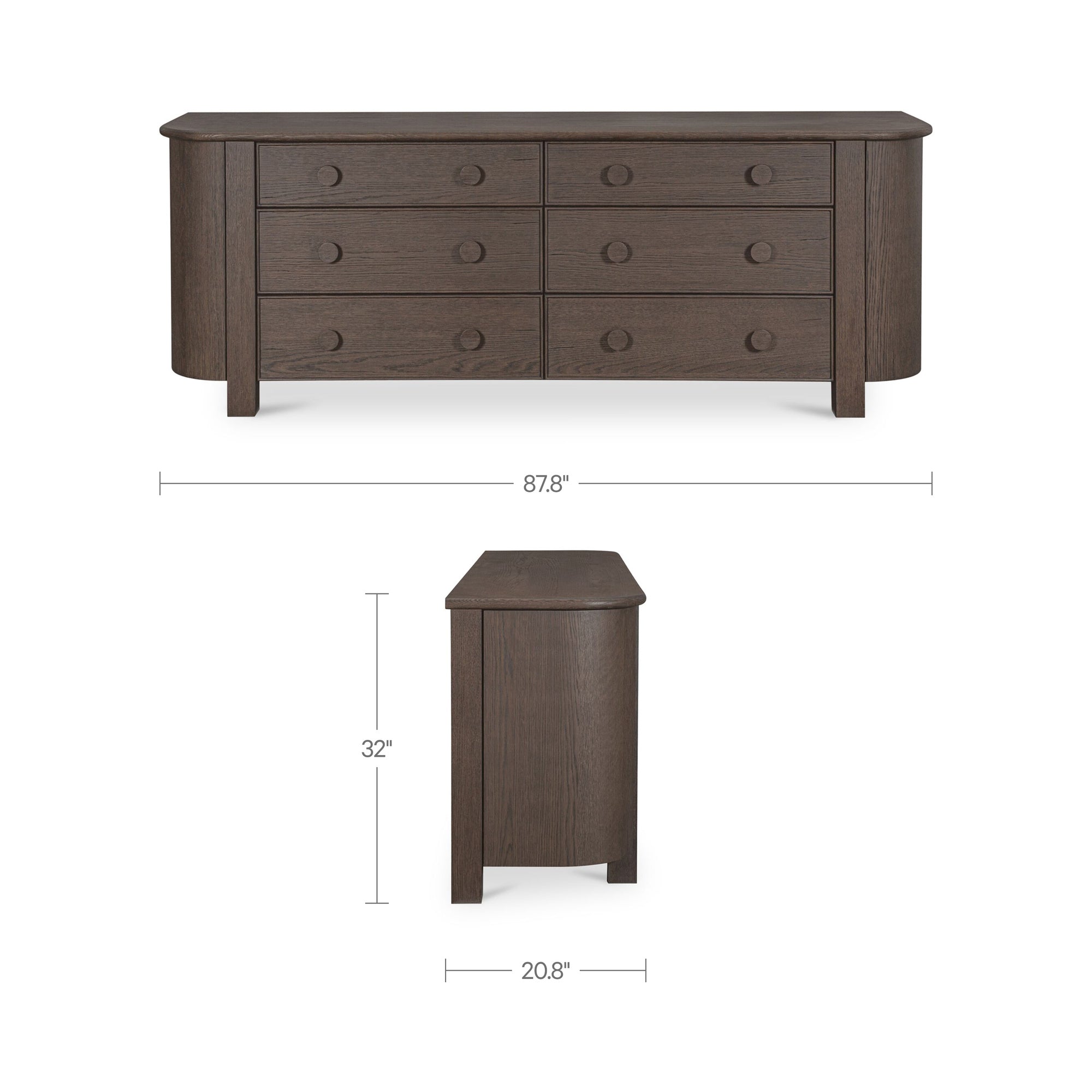 Loren 6 Drawer Dresser FURNITURE - dresser Moe's Furniture
