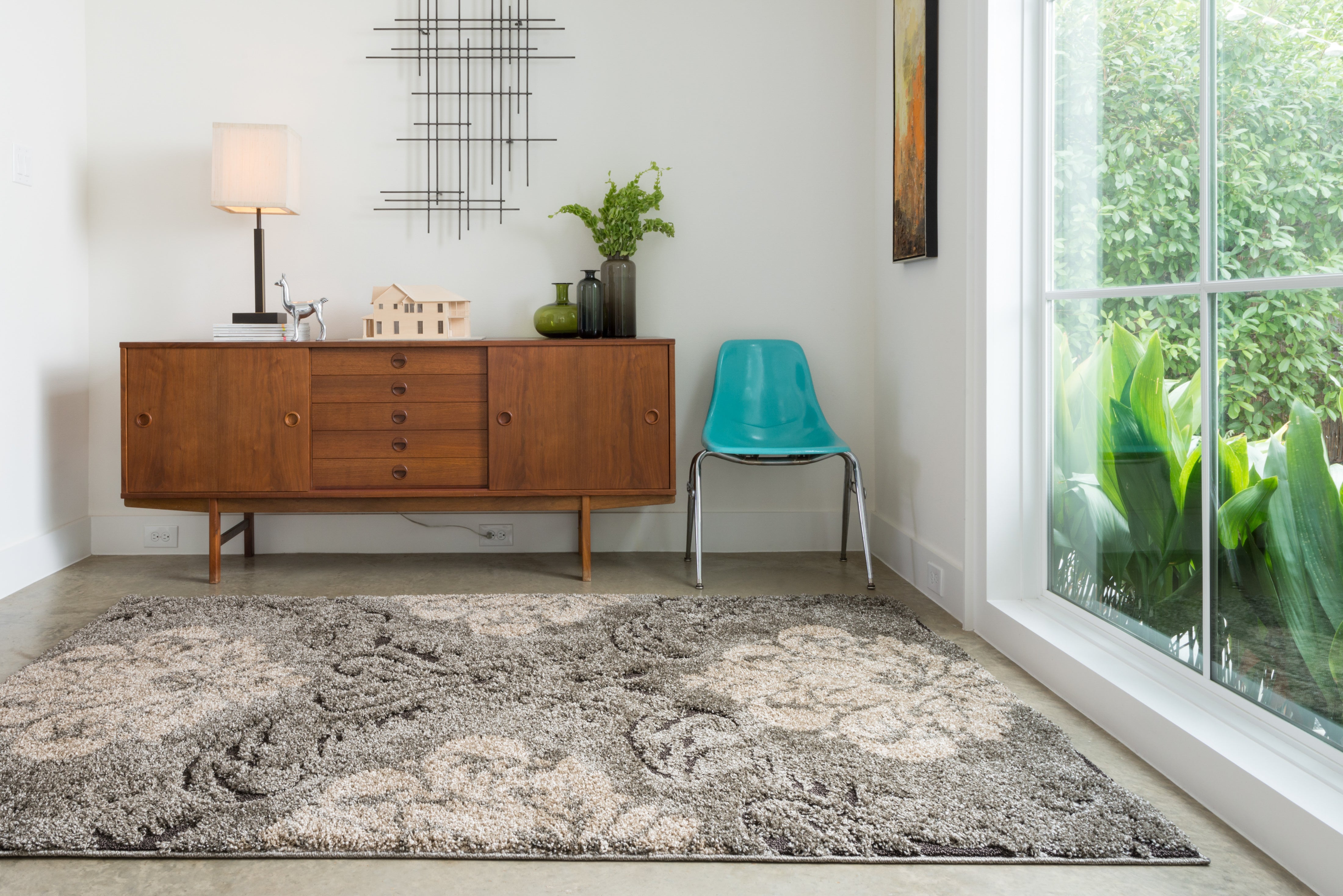 Loloi Enchant Smoke / Beige Square Rug RUGS - synthetic Loloi