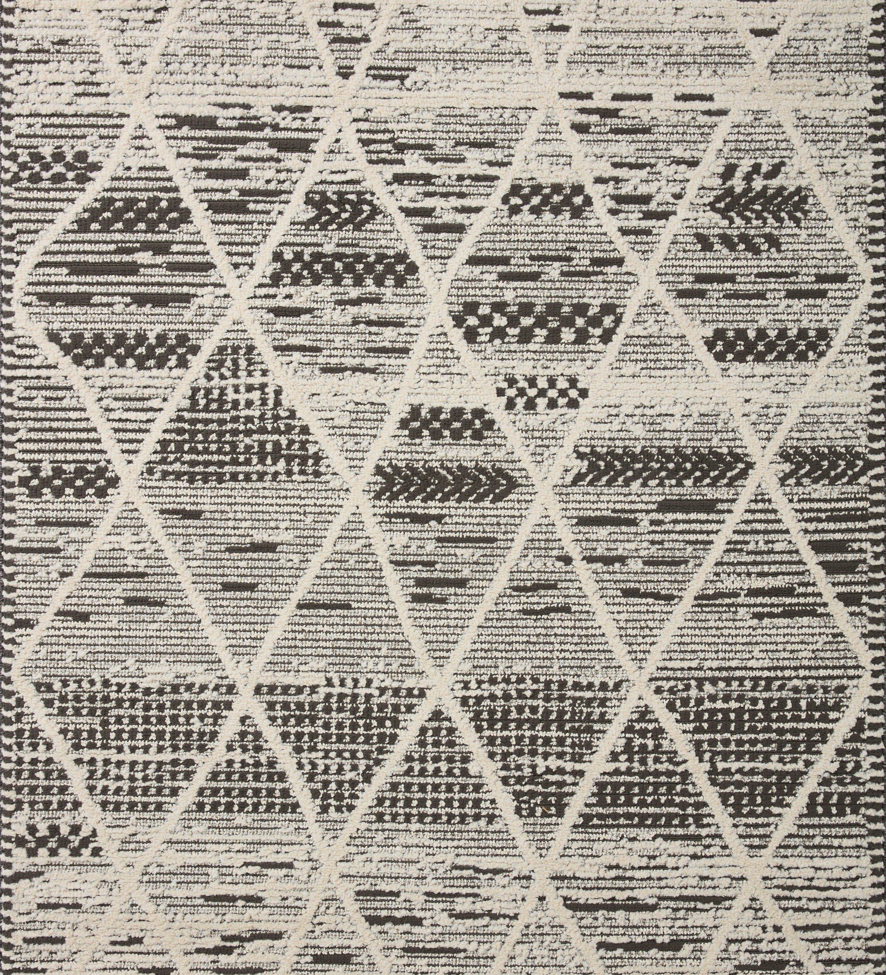 Loloi Fabian Charcoal / Ivory Diamond Rug 2-RUGS - patterned Loloi