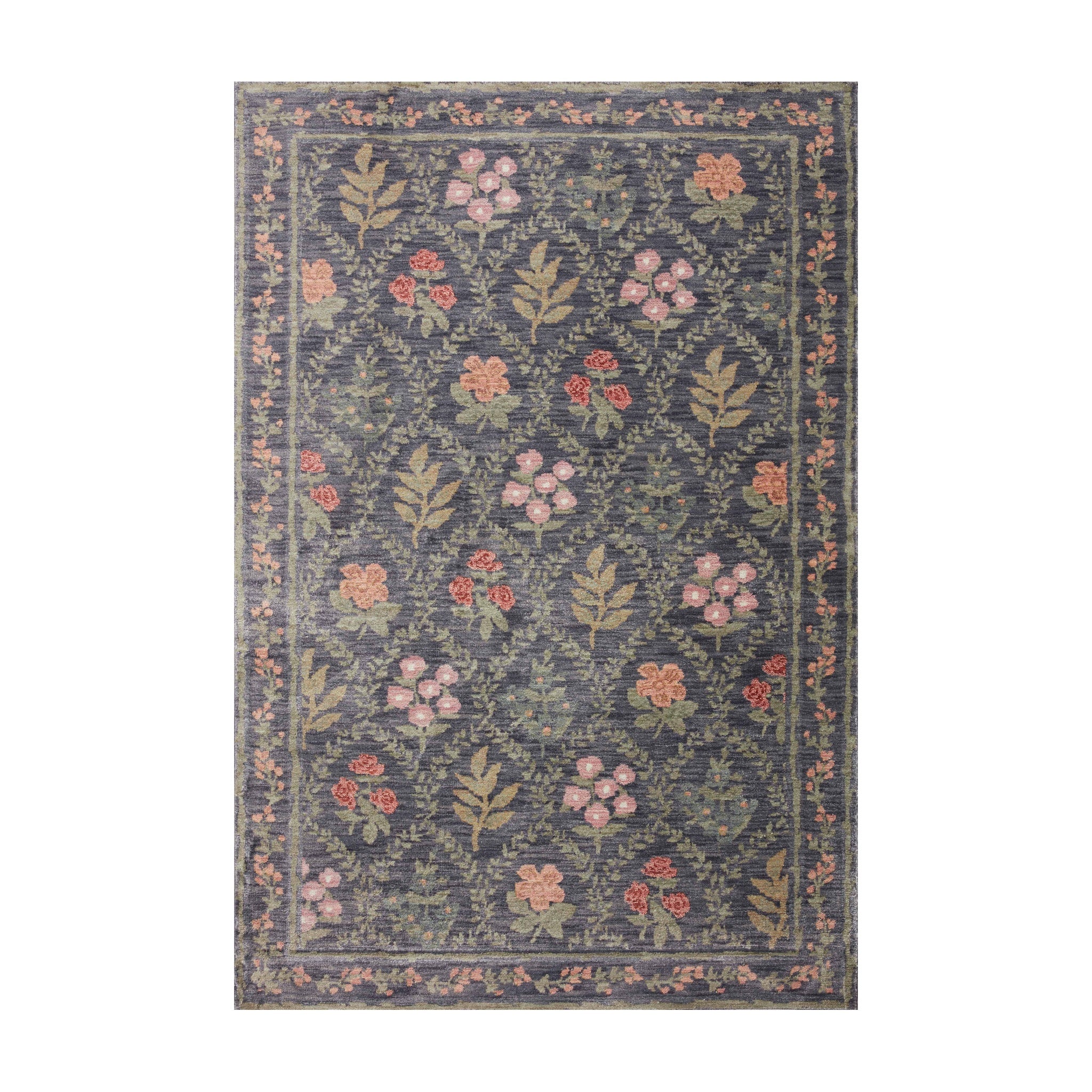 Rifle Paper Co. x Loloi Fiore Charcoal Rug, 18" x 18"