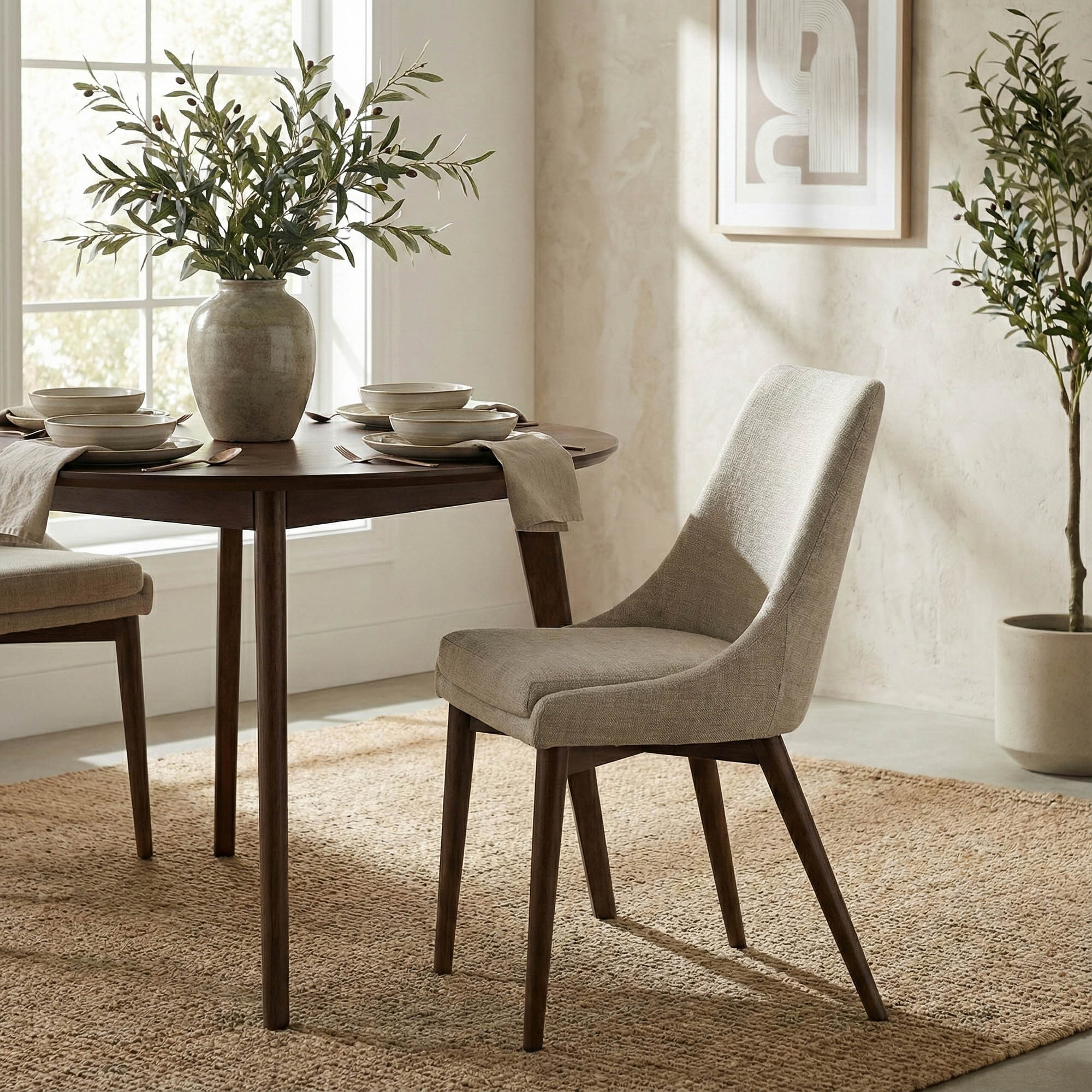 Frits Dining Chair - set of 2 - Taupe/Dark Brown