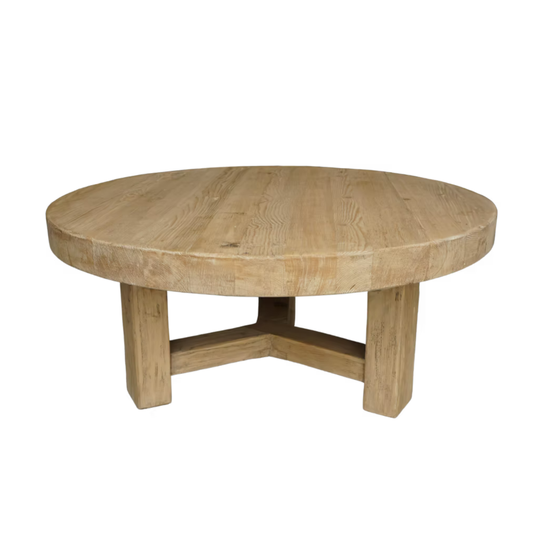 Lawrence Round Reclaimed Wood Coffee Table, Natural