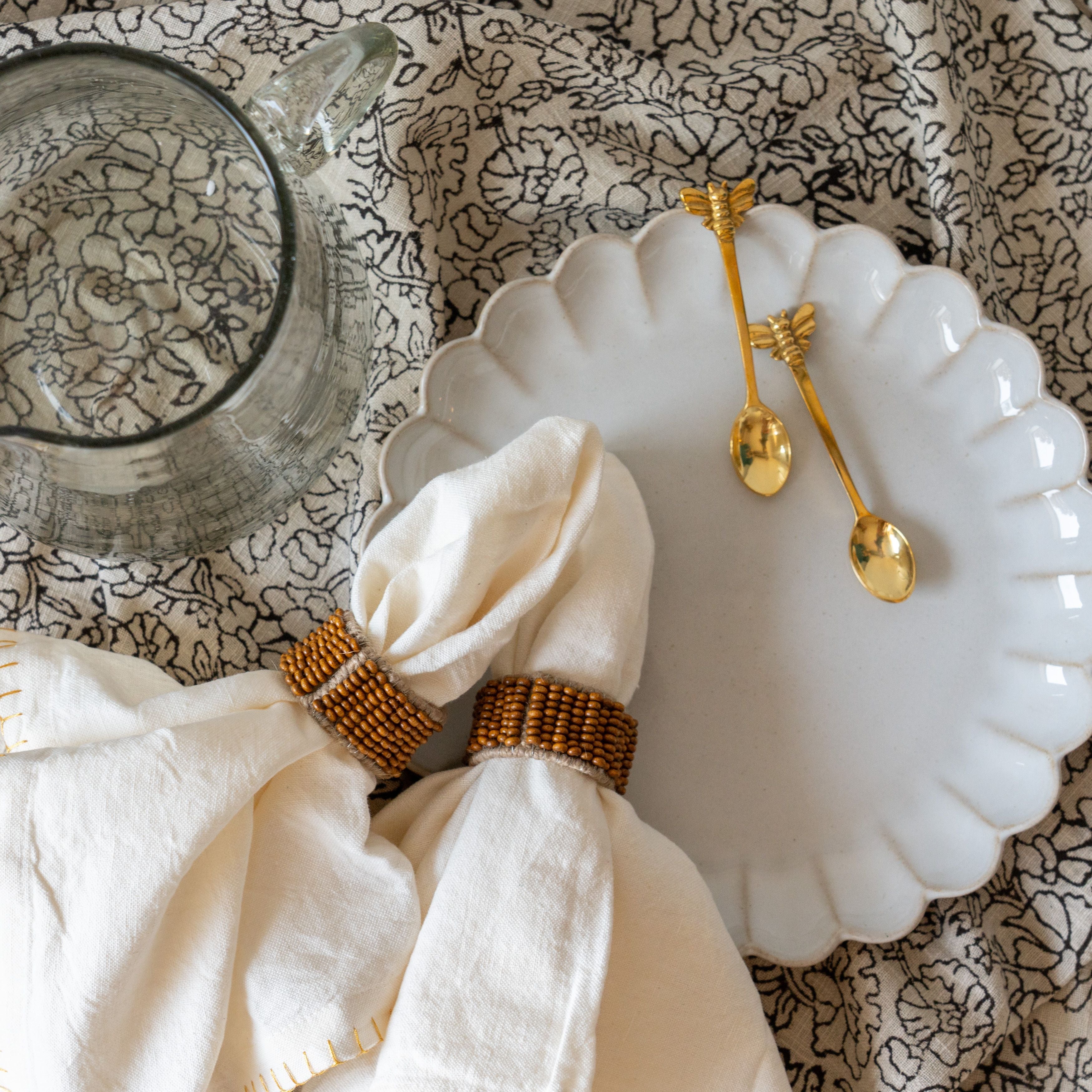 Poppy Flower Block Print Tablecloth - Rug & Weave