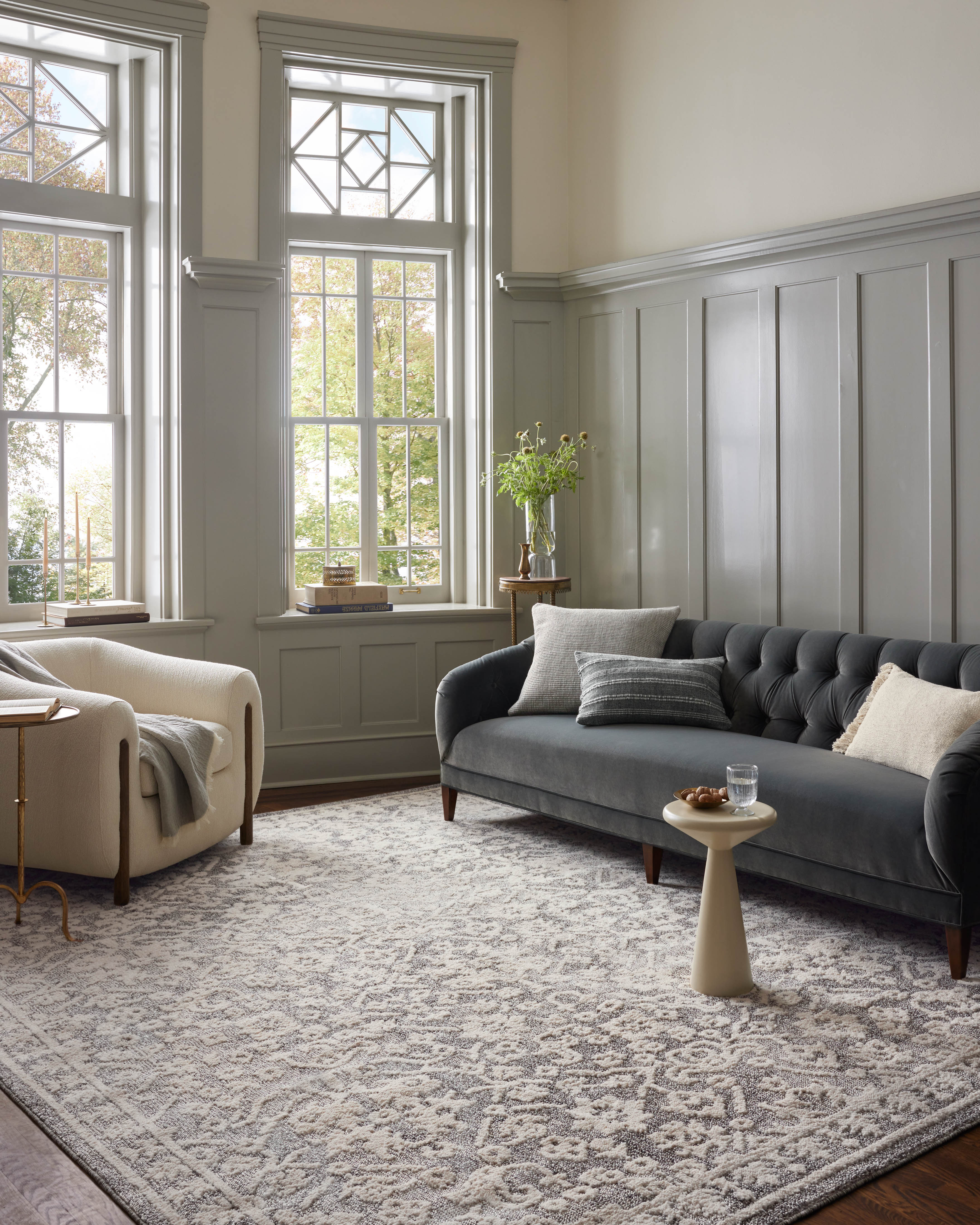 Magnolia Home by Joanna Gaines x Loloi Gigi Grey / Ivory Rug 0-RUGS-patterned Loloi