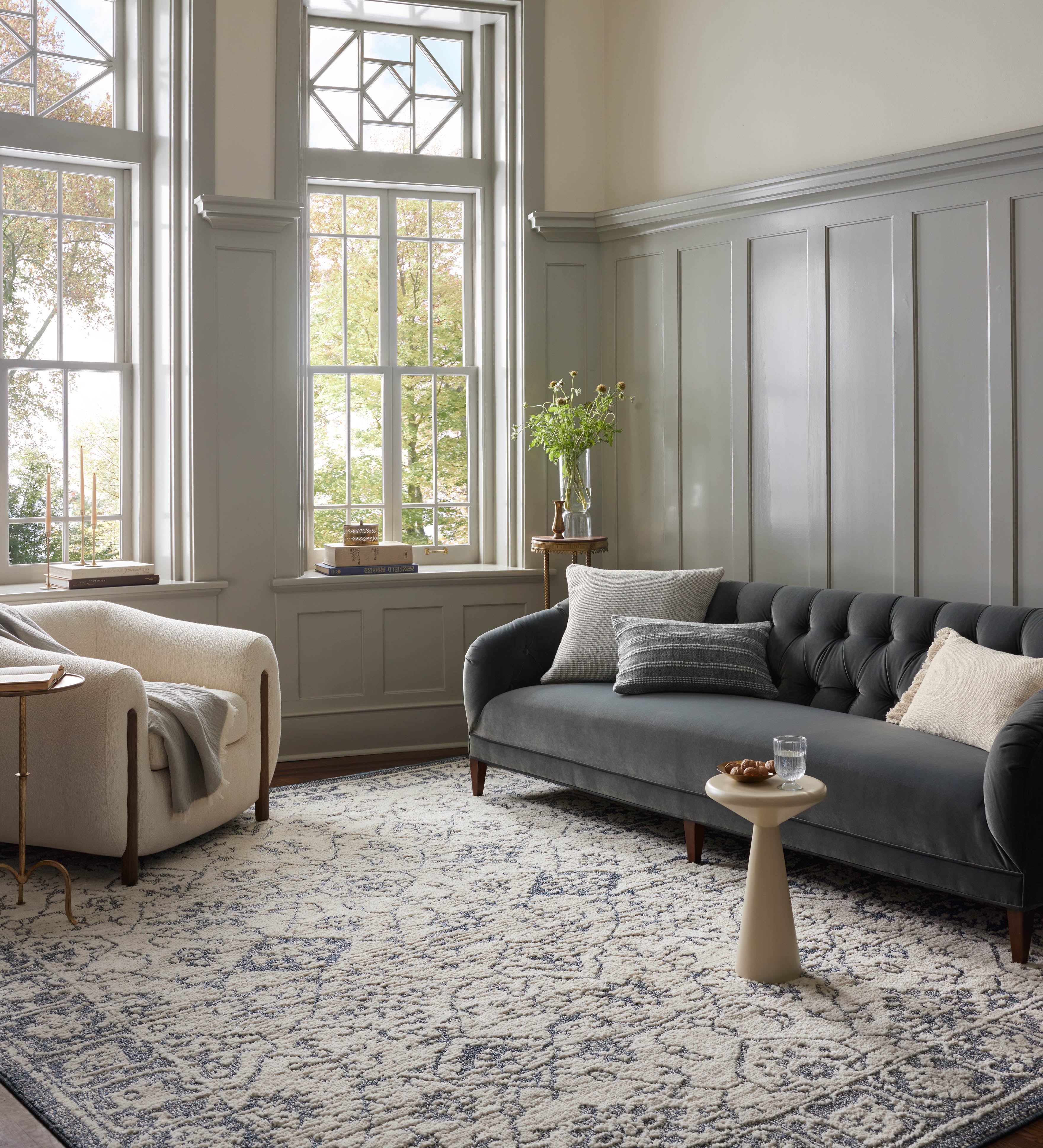 Magnolia Home by Joanna Gaines x Loloi Gigi Ivory / Blue Rug 0-RUGS-patterned Loloi