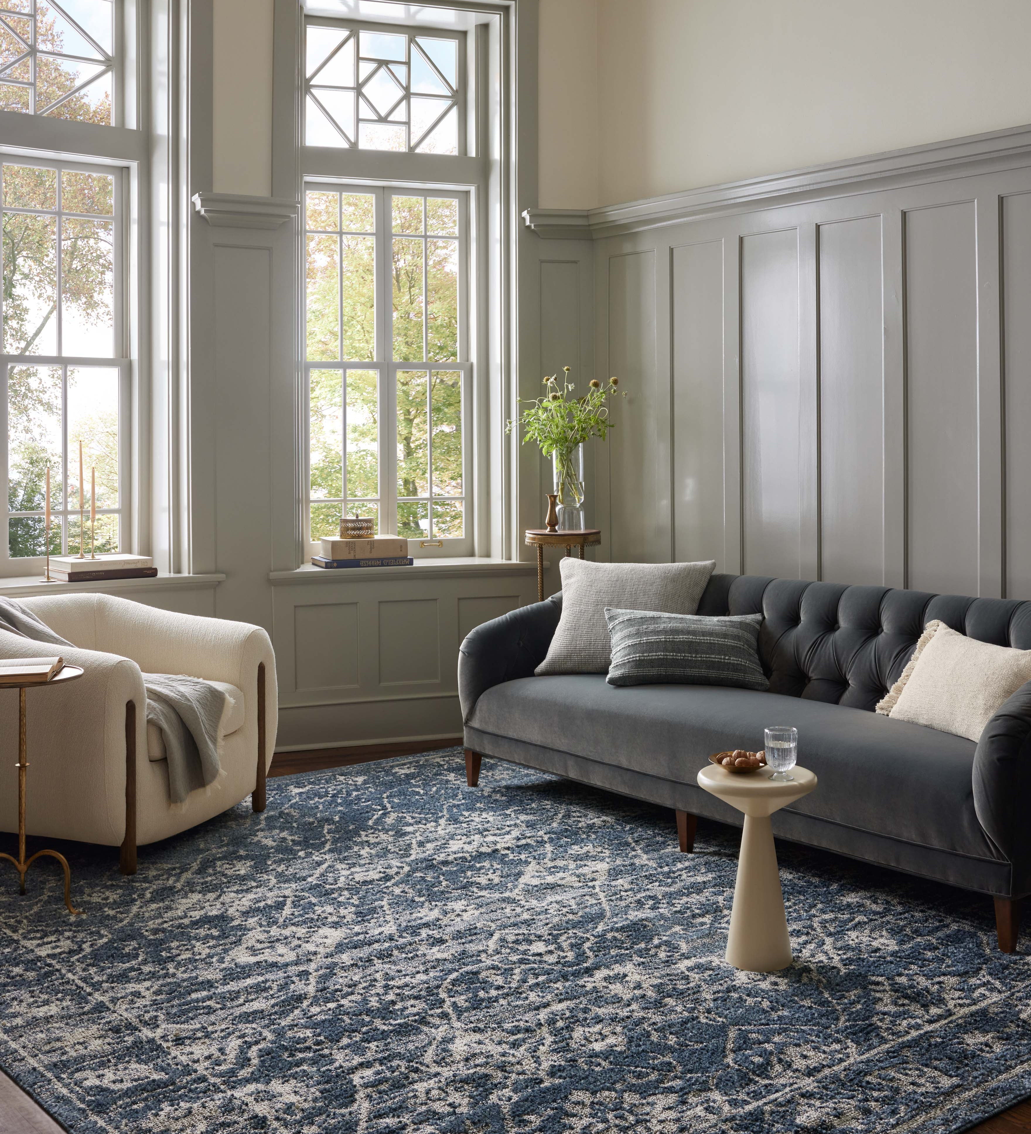 Magnolia Home by Joanna Gaines x Loloi Gigi Navy / Stone Rug 0-RUGS-patterned Loloi